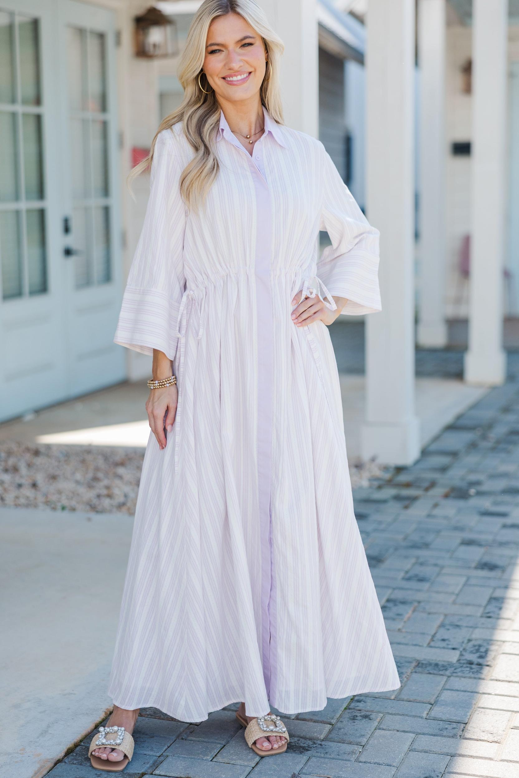 Feeling So Nice Lavender Striped Maxi Dress Female Product Image