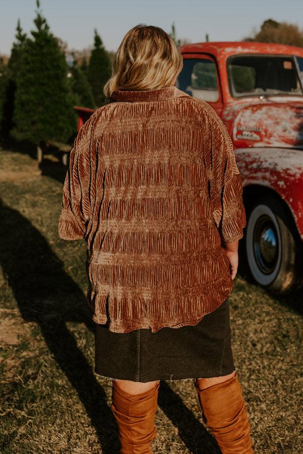 Roman Holiday Velvet Top In Brown Curves Product Image