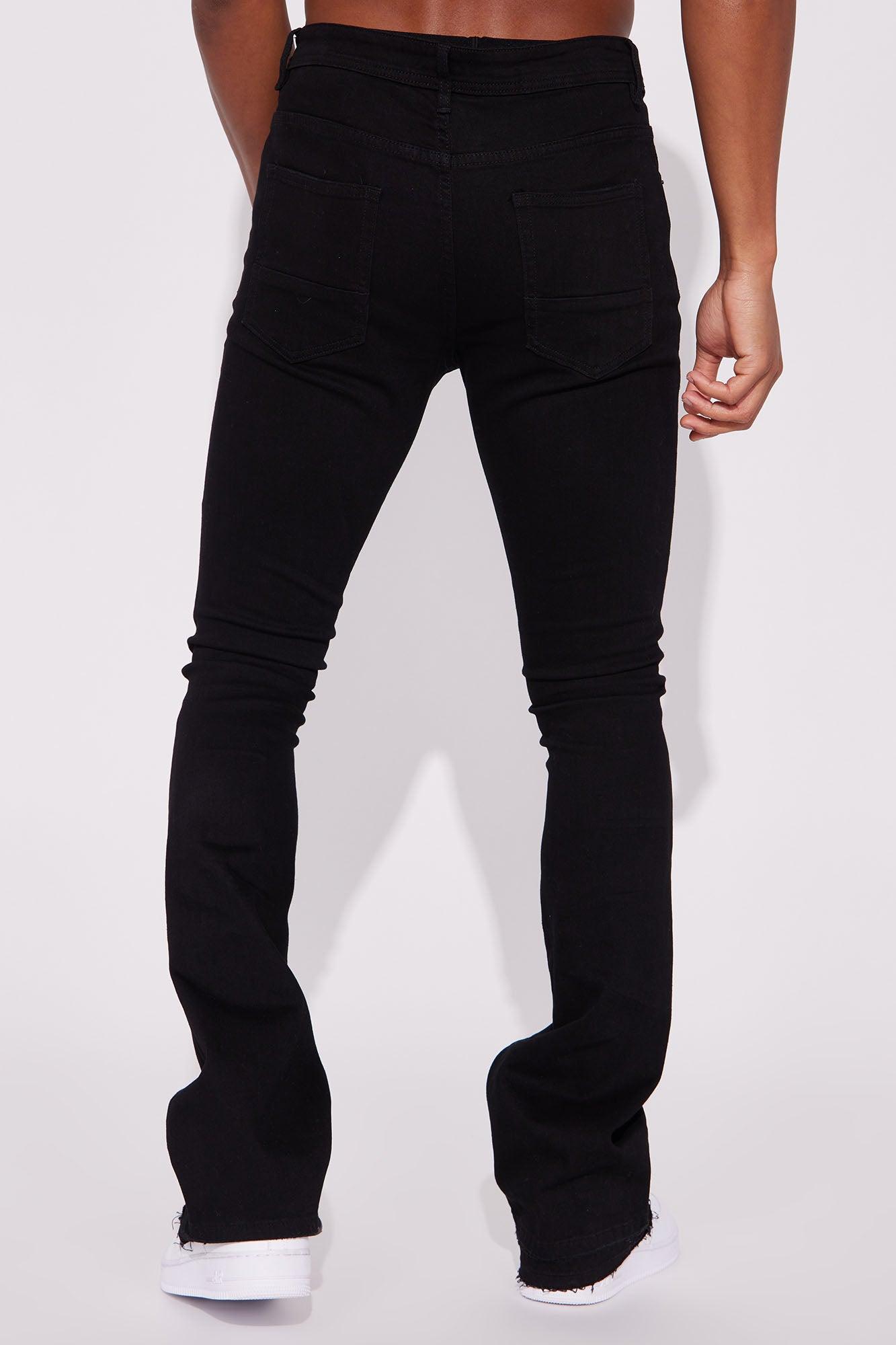 Do You Mind Stacked Skinny Flare Jeans - Black Product Image
