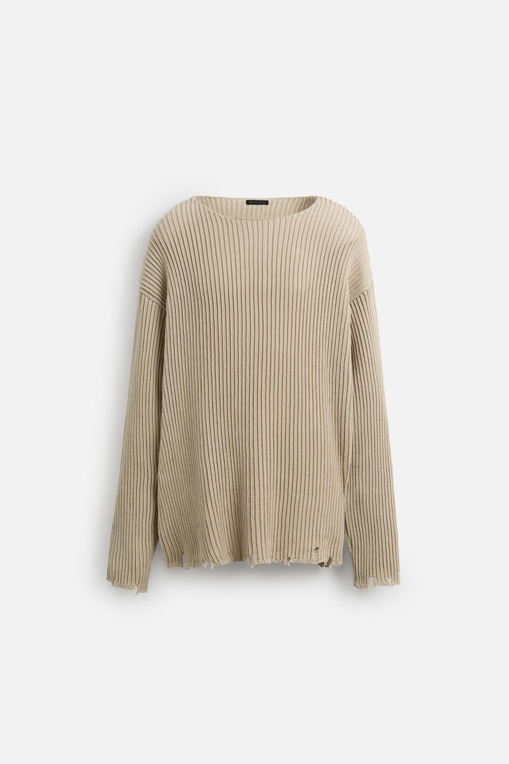 RIBBED DISTRESSED SWEATER Product Image