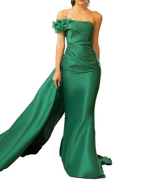 Terani Couture 3D Applique One Shoulder Stretch Mikado Mermaid Gown Product Image