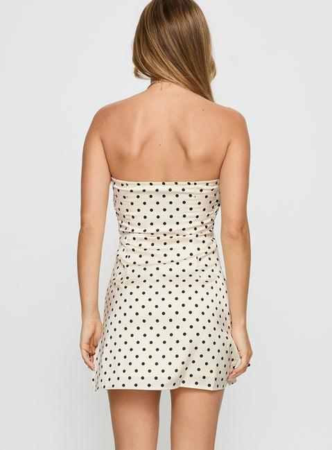Irena Strapless Mini Dress Cream / Polka Dot Product Image