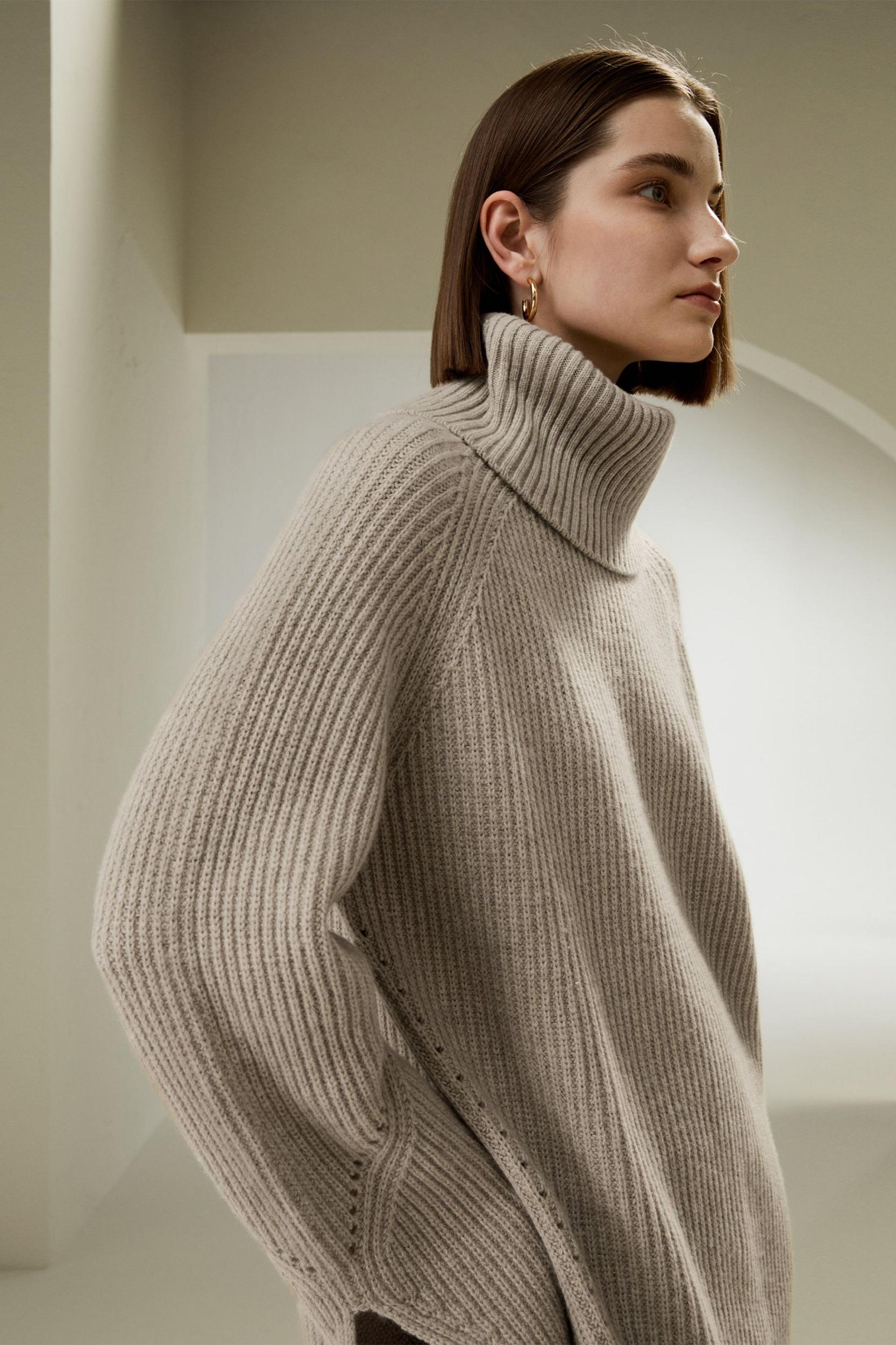 Oversized Merino Wool Sweater with Slit Sleeves Product Image