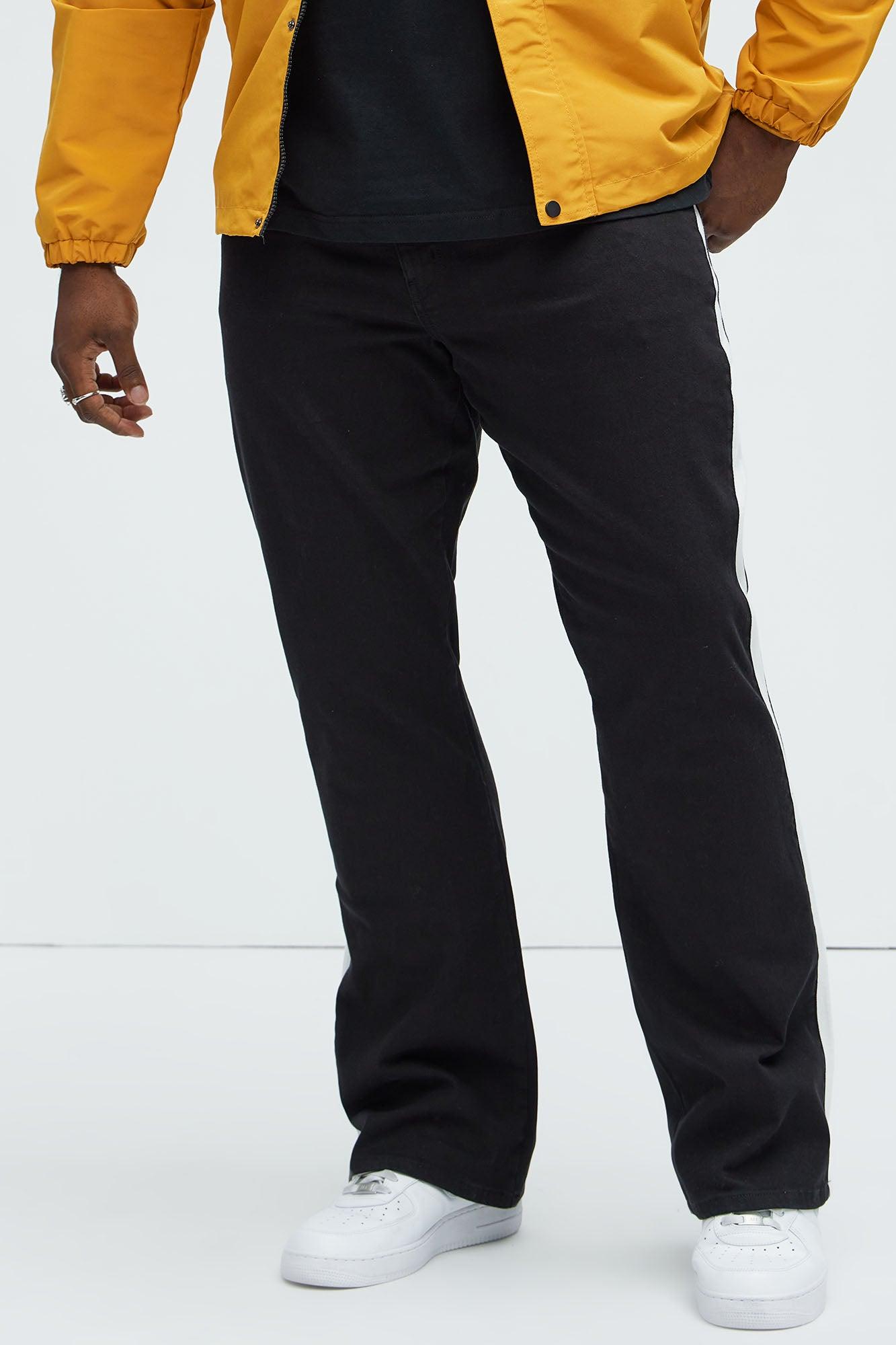 Teek Racing Stripe Stacked Slim Flare Jeans - Black/combo Product Image