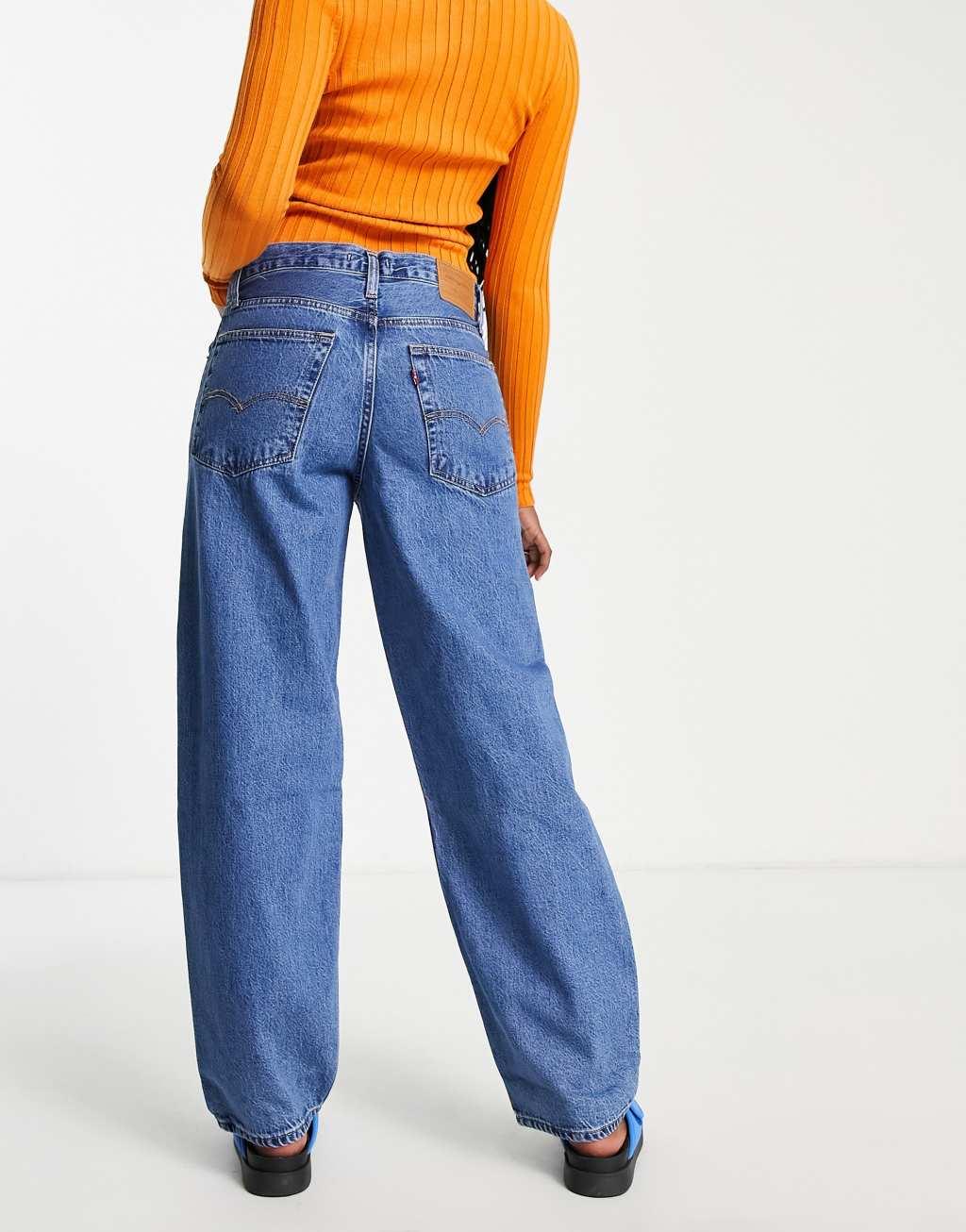 Levi's baggy dad jeans in mid wash blue  Product Image