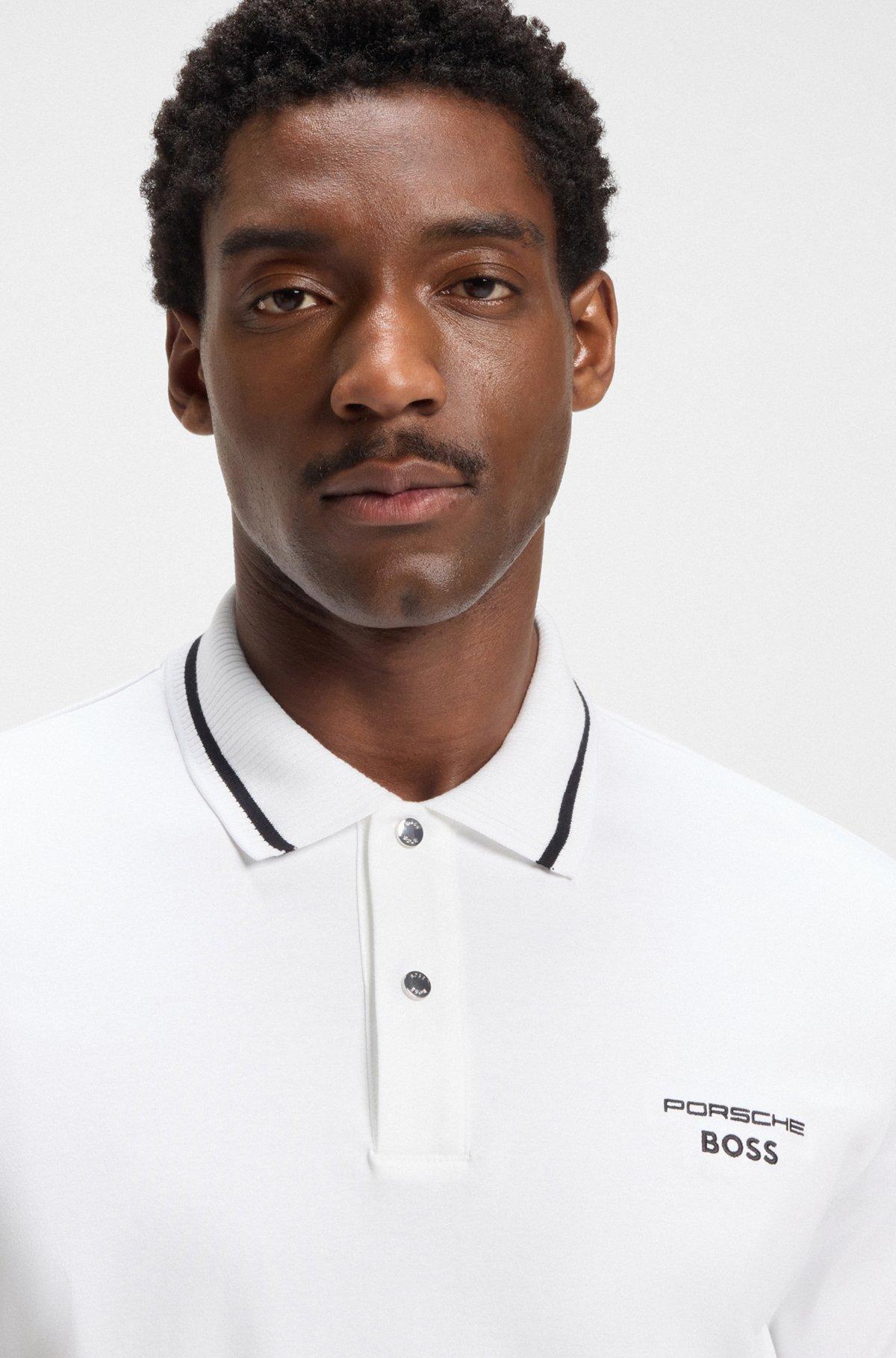 BOSS - Porsche x BOSS polo shirt in cotton with moisture control - White Product Image