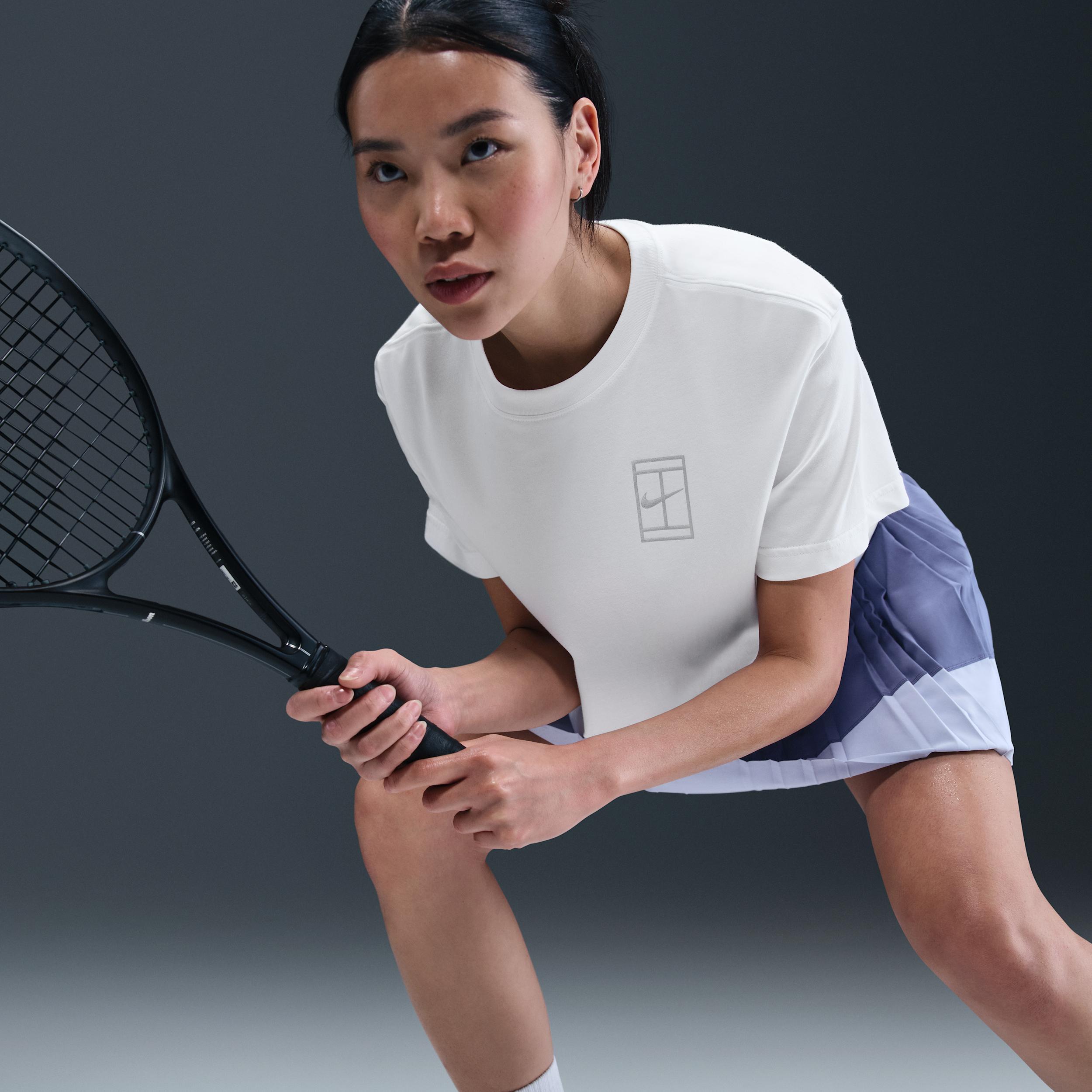 Nike Womens Slam Dri-FIT Short-Sleeve Cropped Tennis T-Shirt | HV6987-010 Product Image