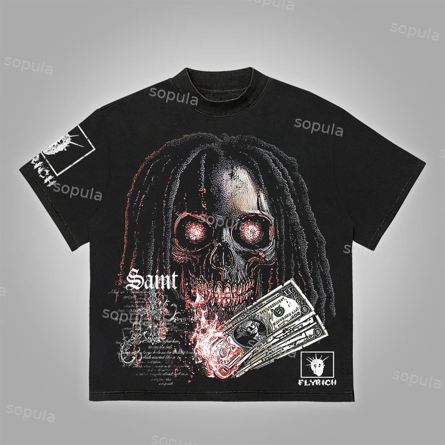 Sopula Vintage Skull Heart's Desire Street Style Graphic Cotton T-Shirt Product Image