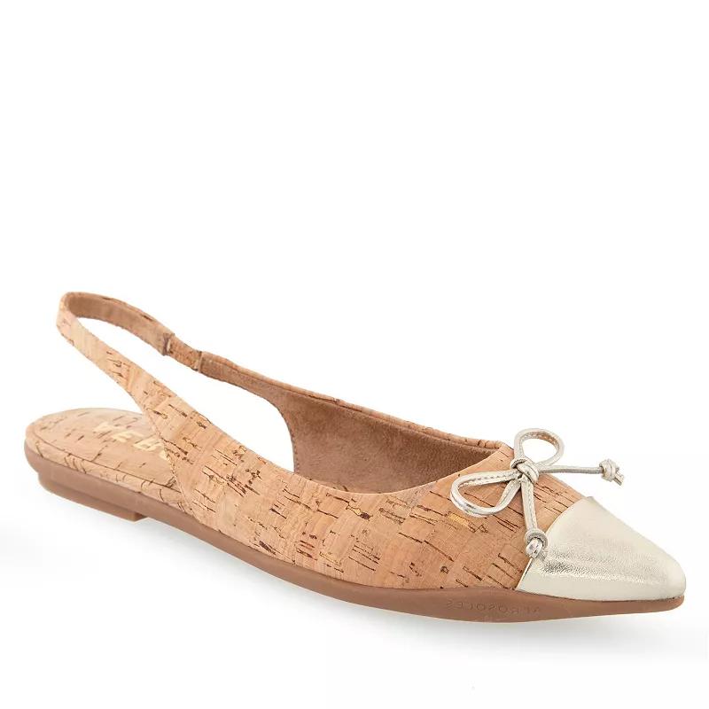 Aerosoles Donna Women's Slingback Leather Ballet Flats, Size: 10, Doe Leather Product Image
