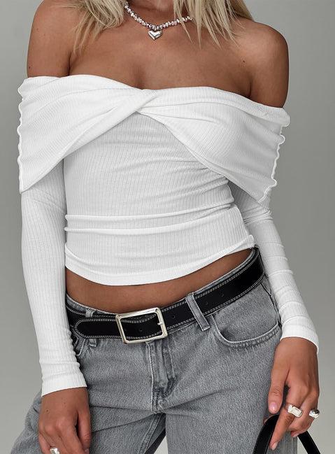 Myrina Long Sleeve Top White Product Image