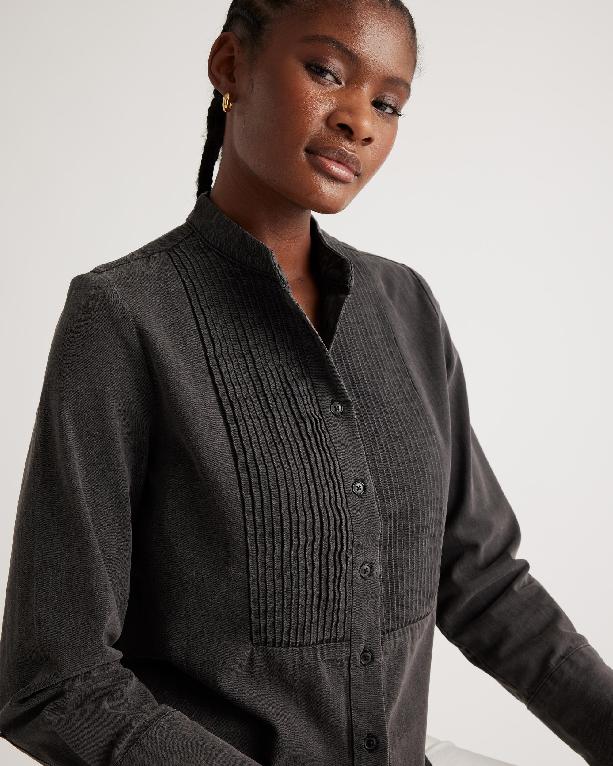 Quince | Women's Distressed Denim Tuxedo Shirt Cotton Product Image