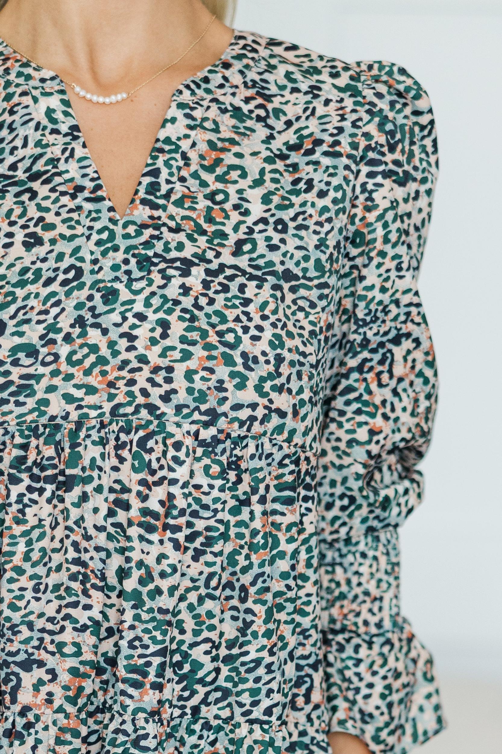 NURSING COLLECTION: In Your Happy Place Olive Green Leopard Dress Female Product Image