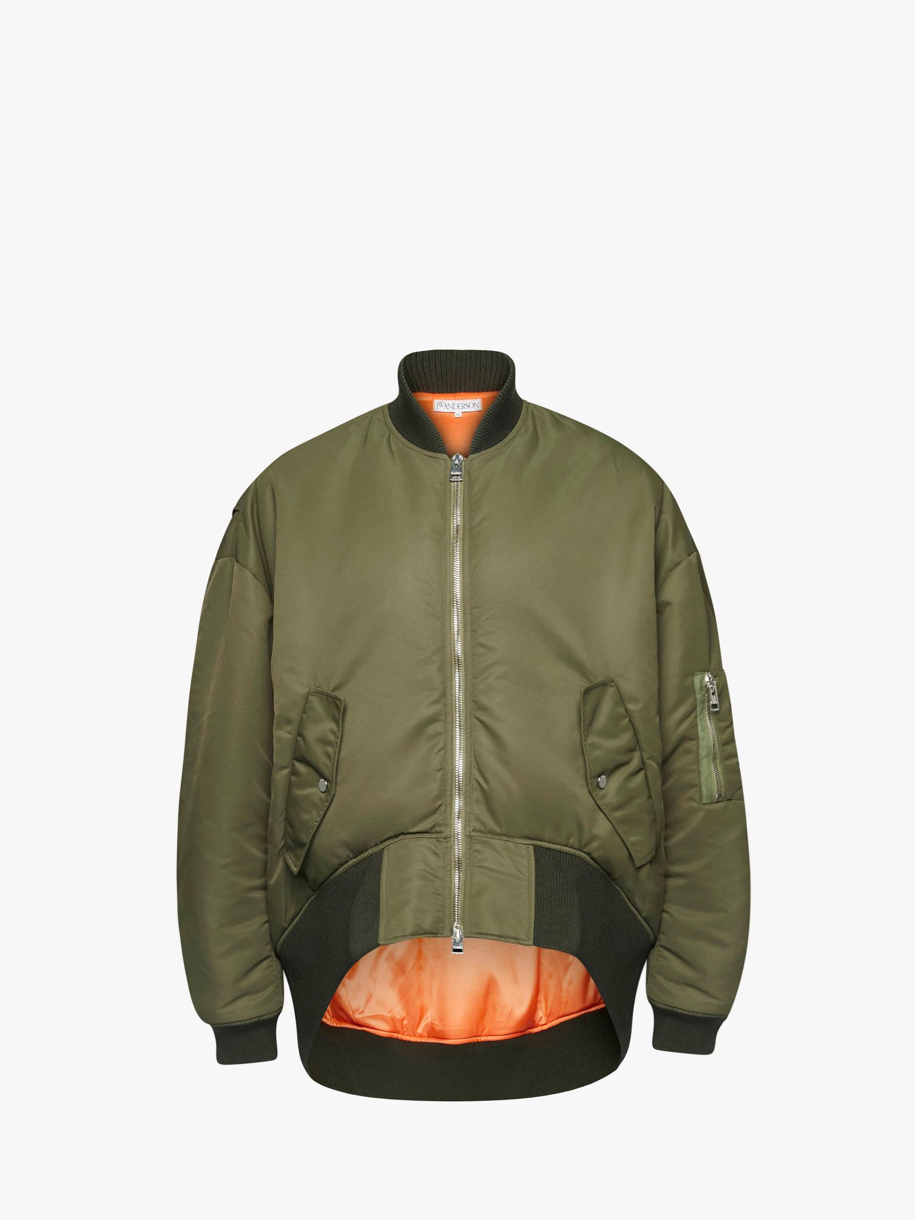 CURVED HEM OVERSIZED BOMBER JACKET Product Image