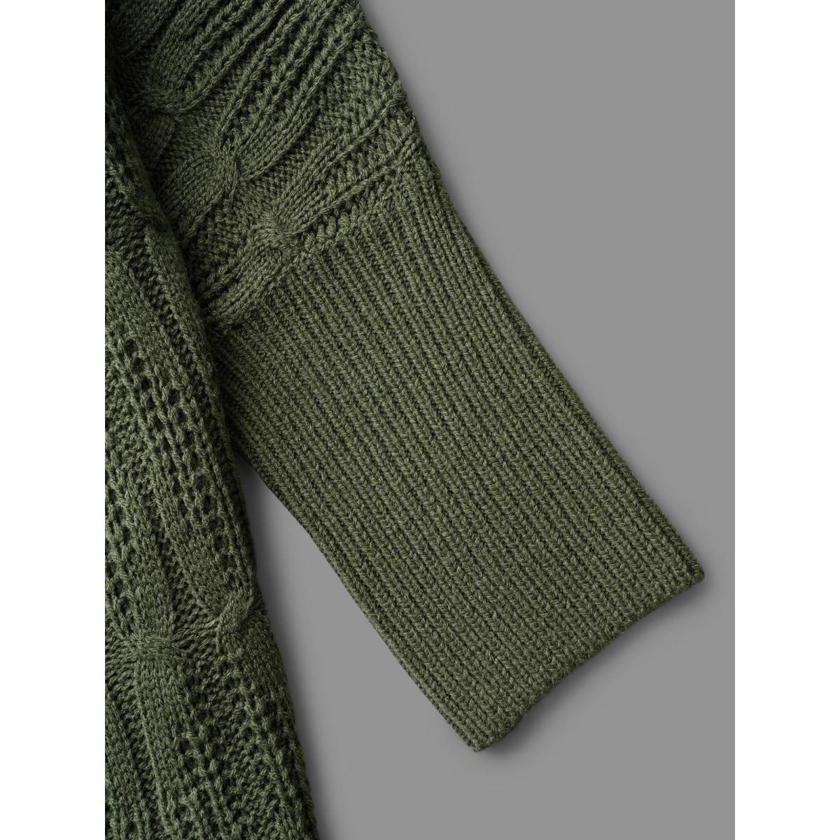 Plus Size Curved Open-Front Dolman Sleeve Knit Cardigan Moss Women Casual Loose Long Sleeve Everyday Cardigans BloomChic 14-16/1X Product Image