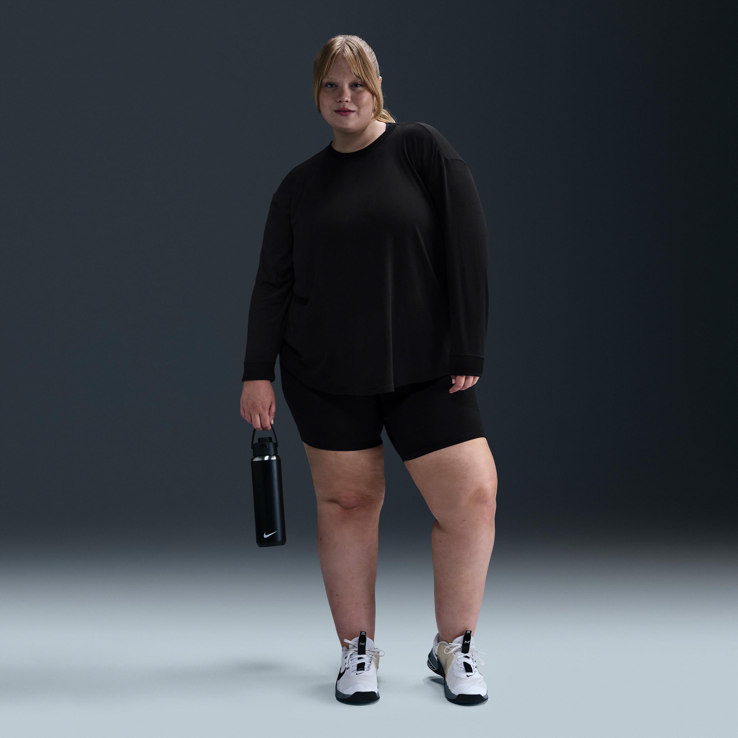 Nike Womens One Relaxed Dri-FIT Long-Sleeve Top (Plus Size) | FN2819-010 Product Image