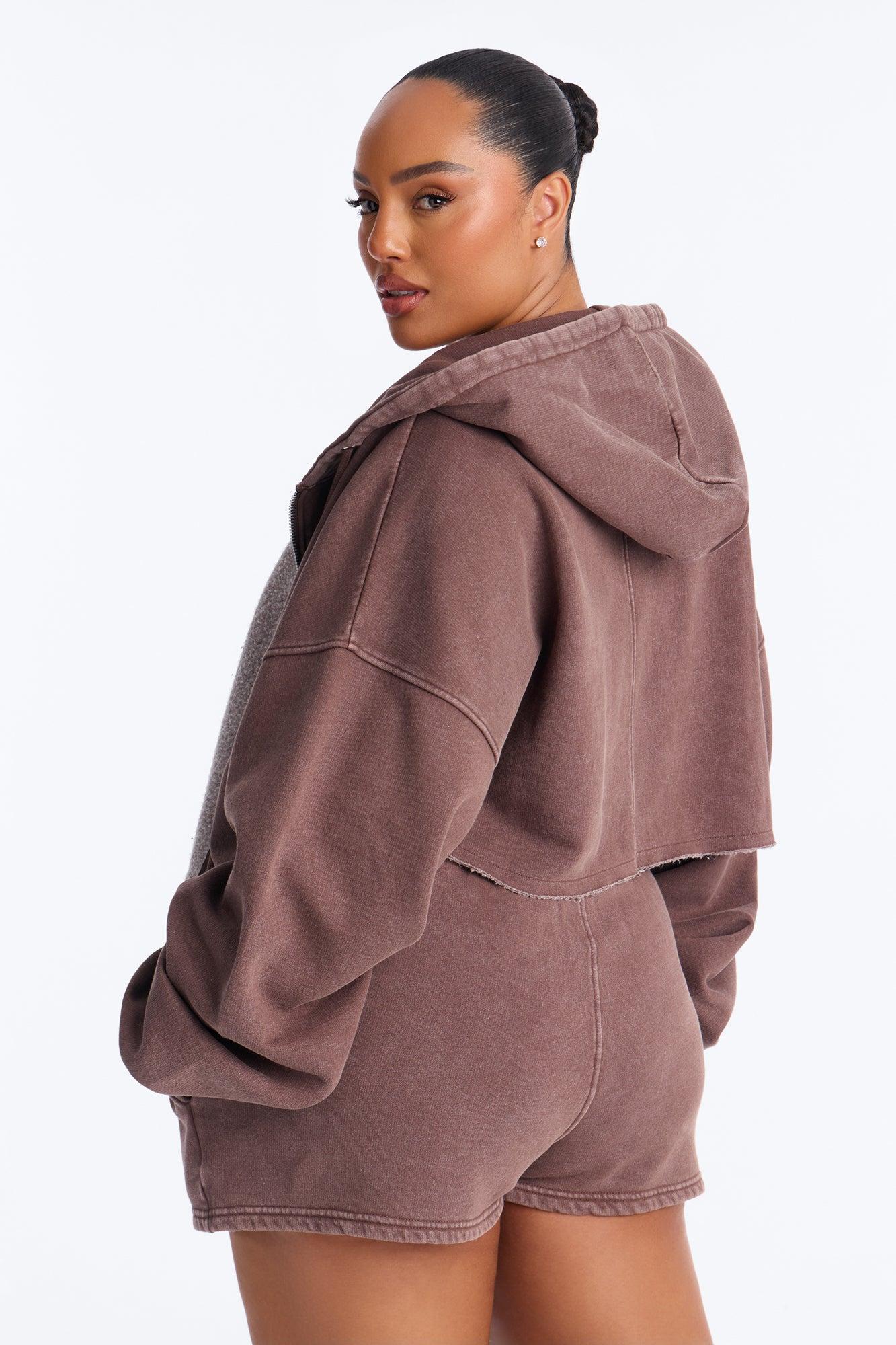 On The Go Washed Short Set - Chocolate Female Product Image