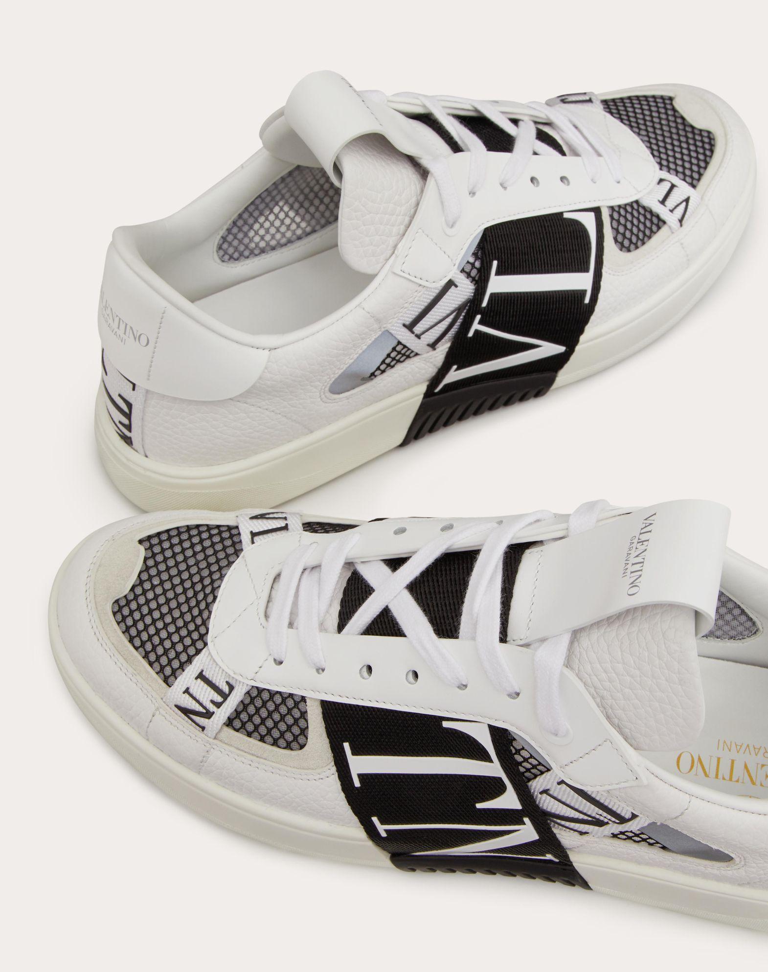VL7N LOW-TOP SNEAKERS IN CALFSKIN AND MESH FABRIC WITH BANDS Product Image