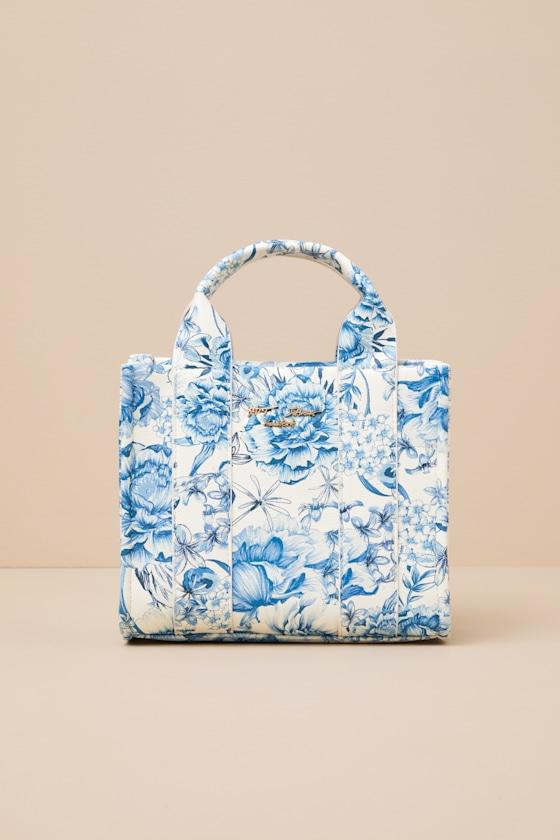 Toile Blue Crossbody Mini Tote Bag Product Image