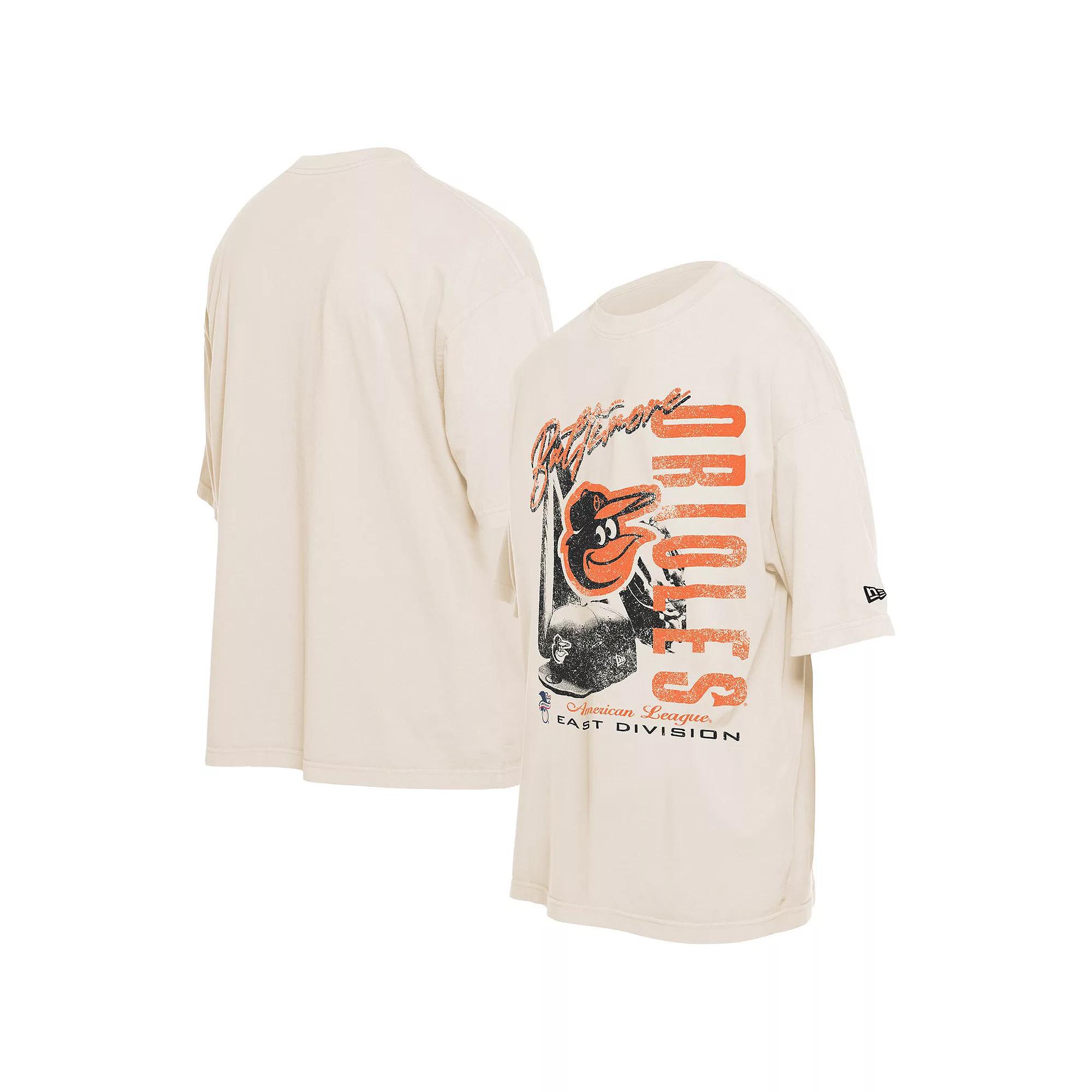 Men's New Era Cream Baltimore Orioles Cooperstown Collection Oversized Throwback Distressed T-Shirt, Size: 3XL, Beige Product Image