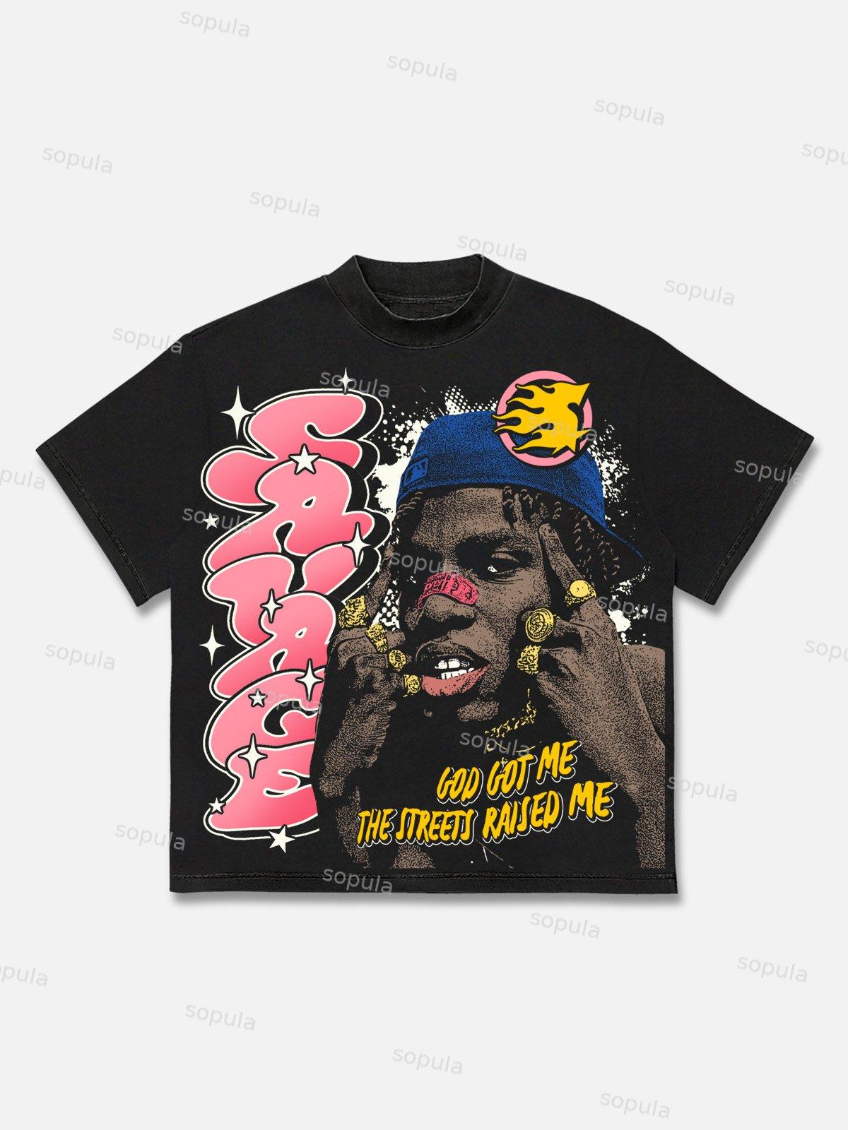 Savage Street Trend Character Graphic Cotton T-shirt Product Image