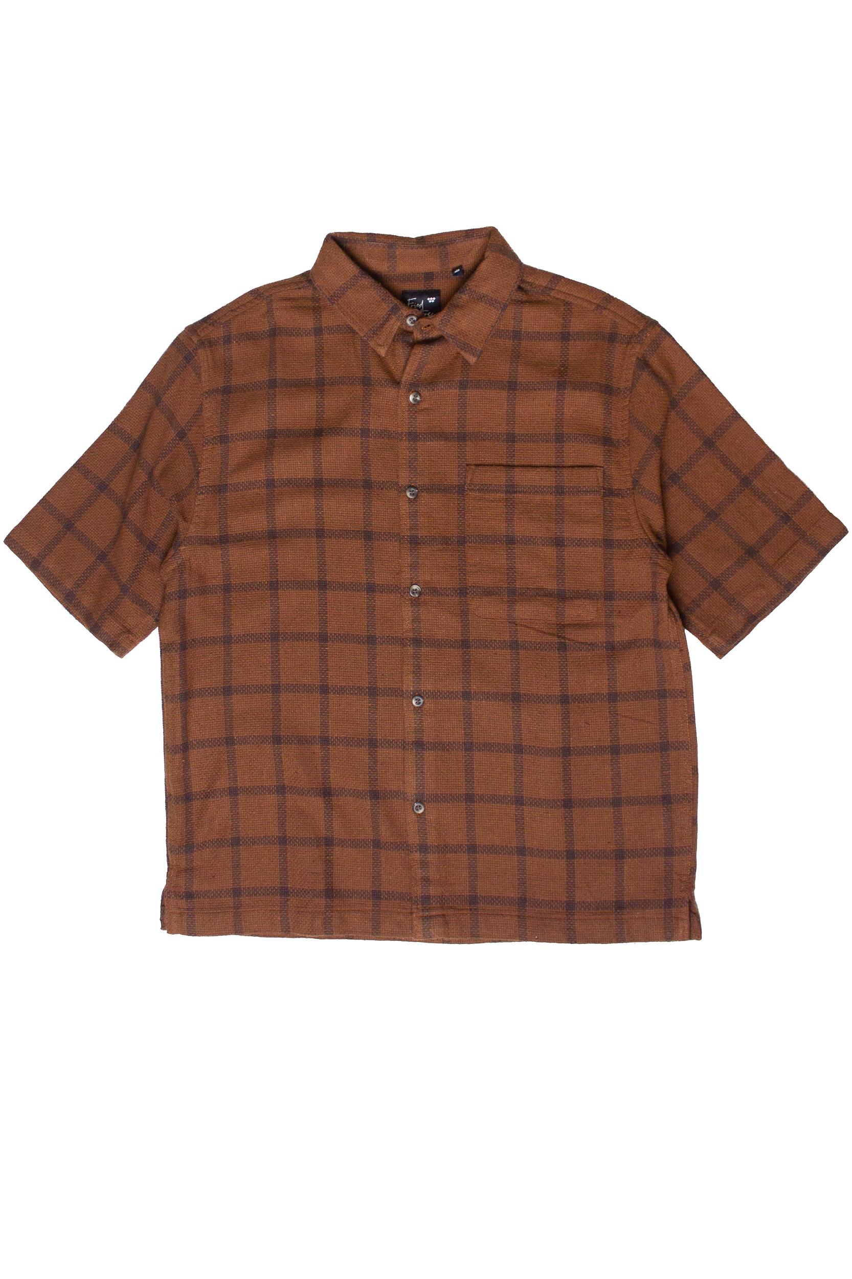 Brown Check Woven Knit Button Up Shirt Product Image