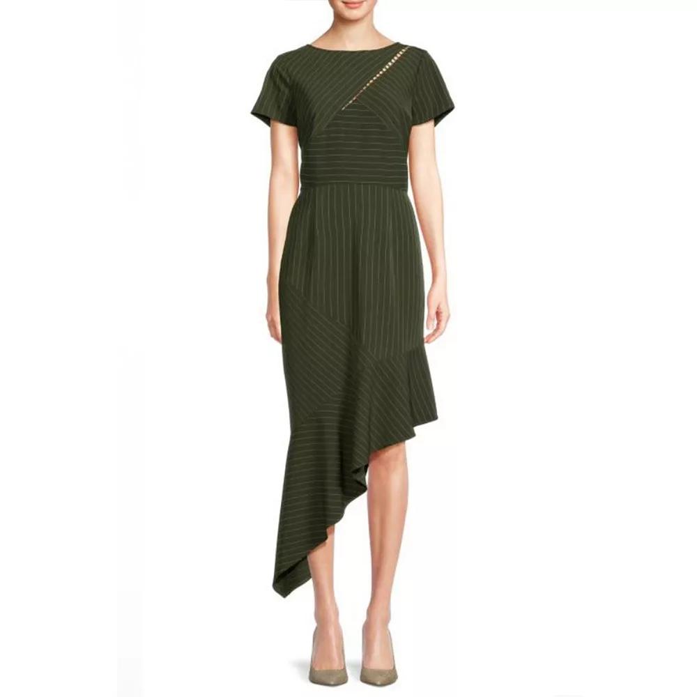 Women's Focus By Shani Asymmetrical Striped Sheath Midi Dress,  Product Image