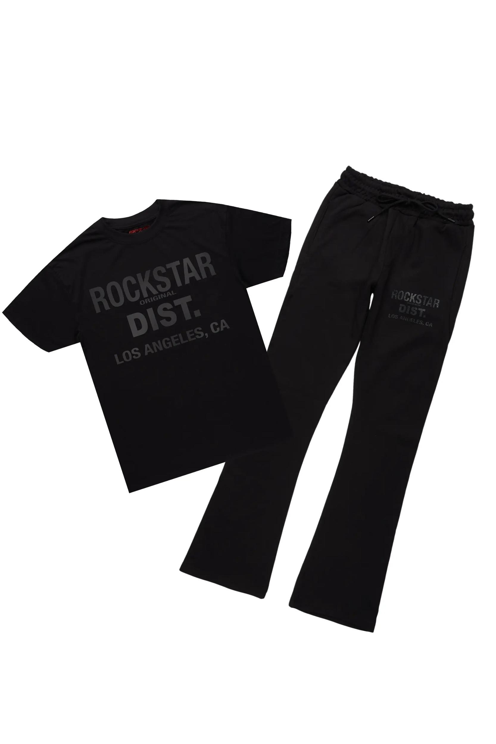 Lake Black/Black Oversized T-Shirt/Stacked Track Pant Set Male Product Image
