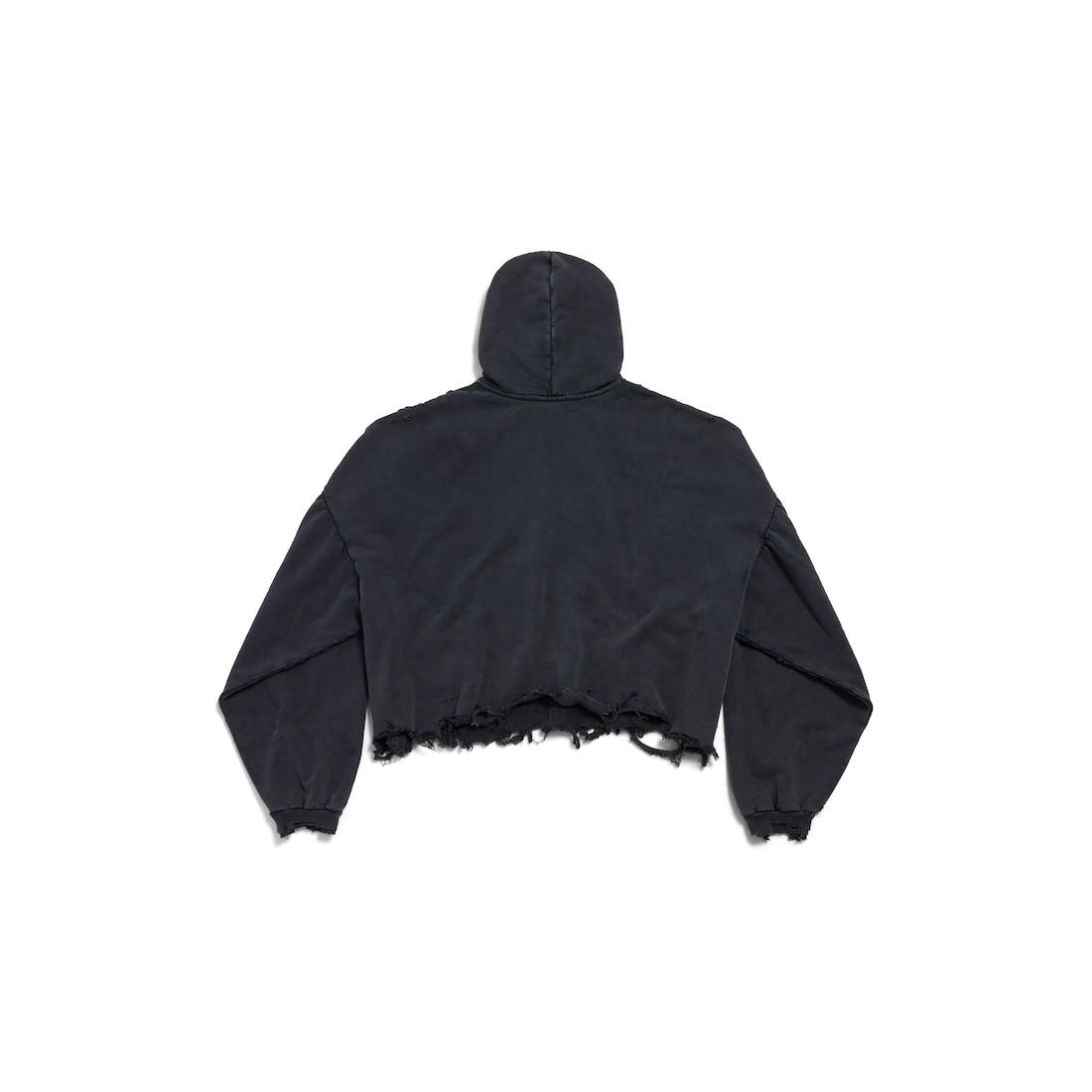 Women's Cropped Hoodie in Black Faded Product Image