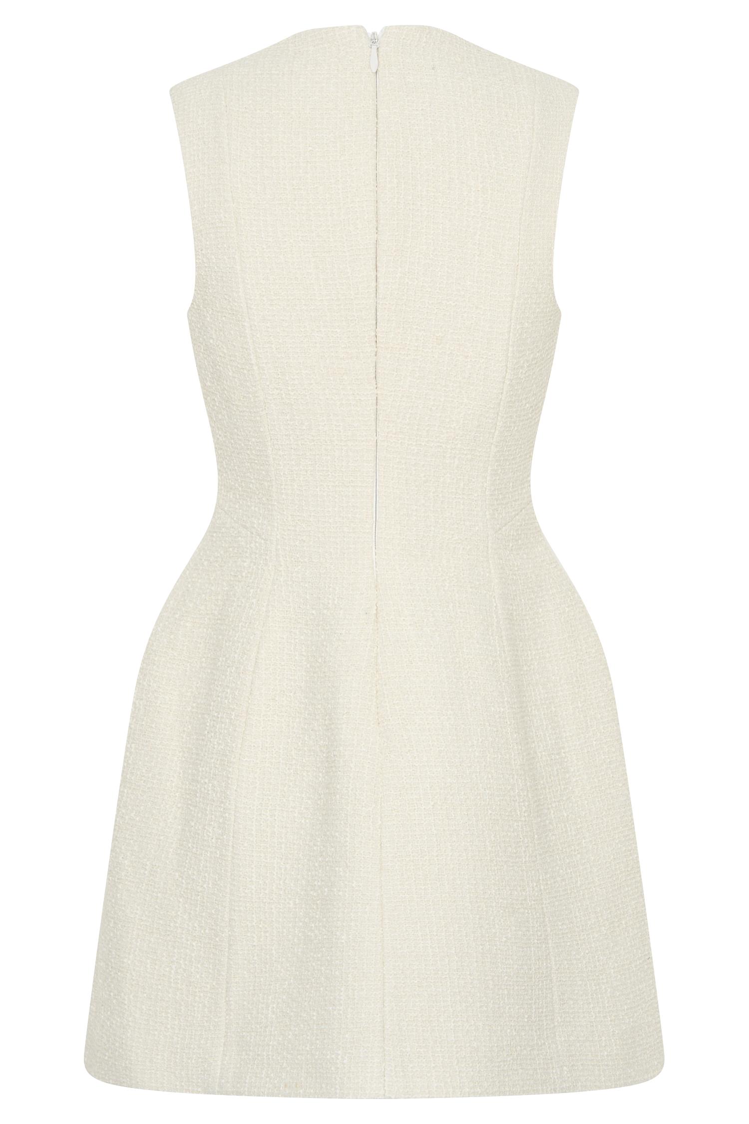 Danna Boucle Mini Dress With Pleats - White Product Image