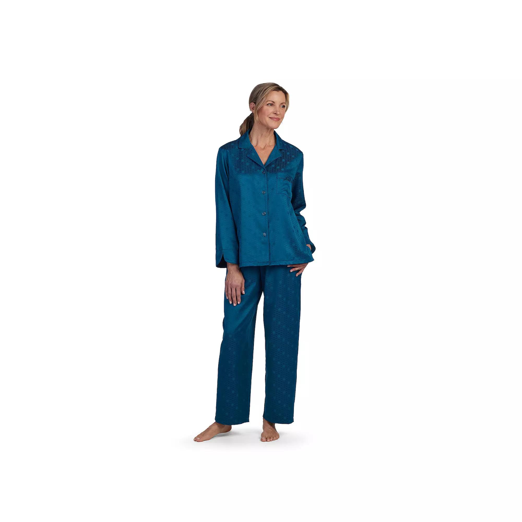 Women's Miss Elaine Essentials Brushed Back Satin Pajama Top & Pajama Bottoms Set,  Product Image