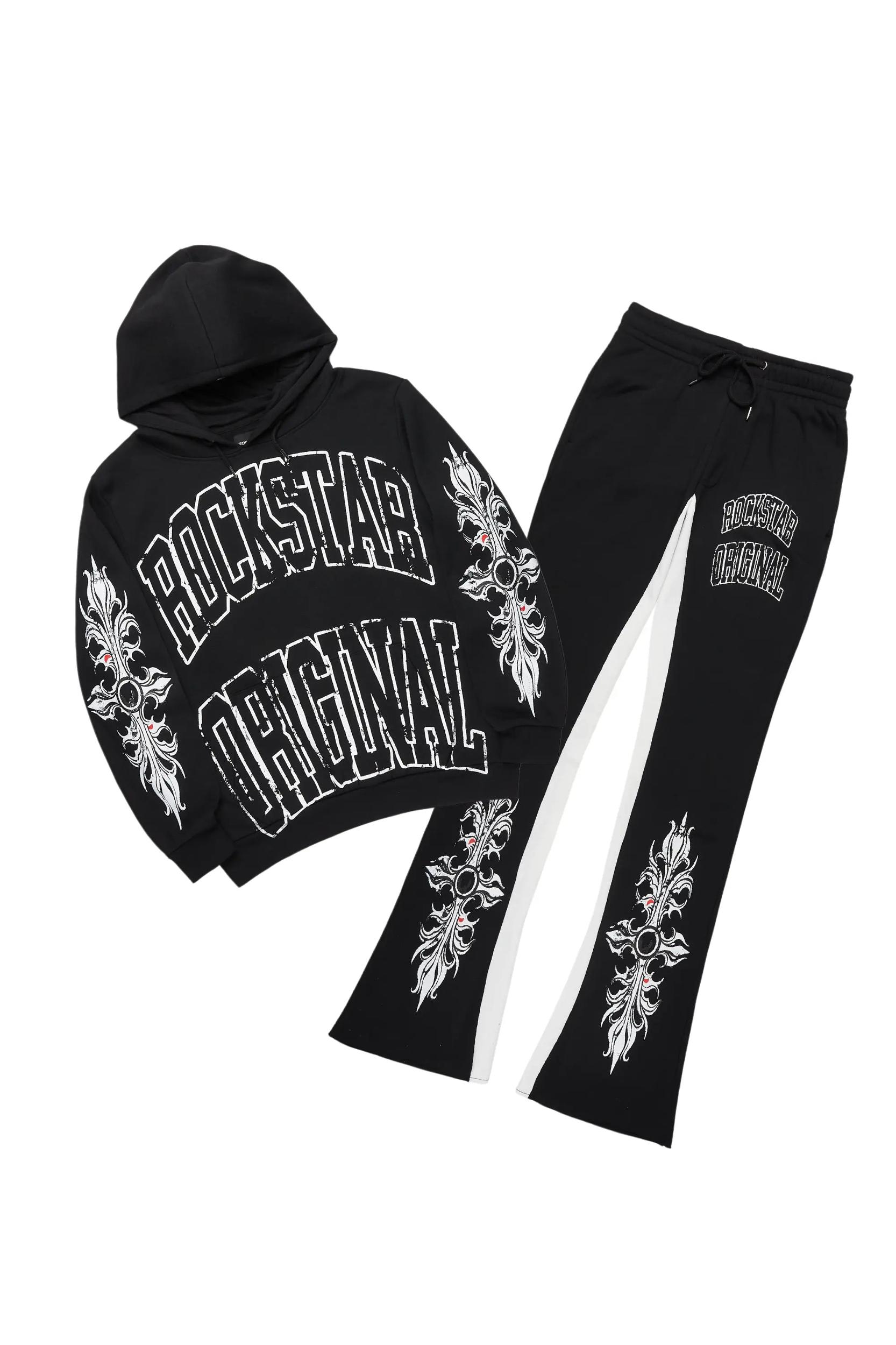 Akio Black Hoodie/Baggy Track Pant Set Male Product Image