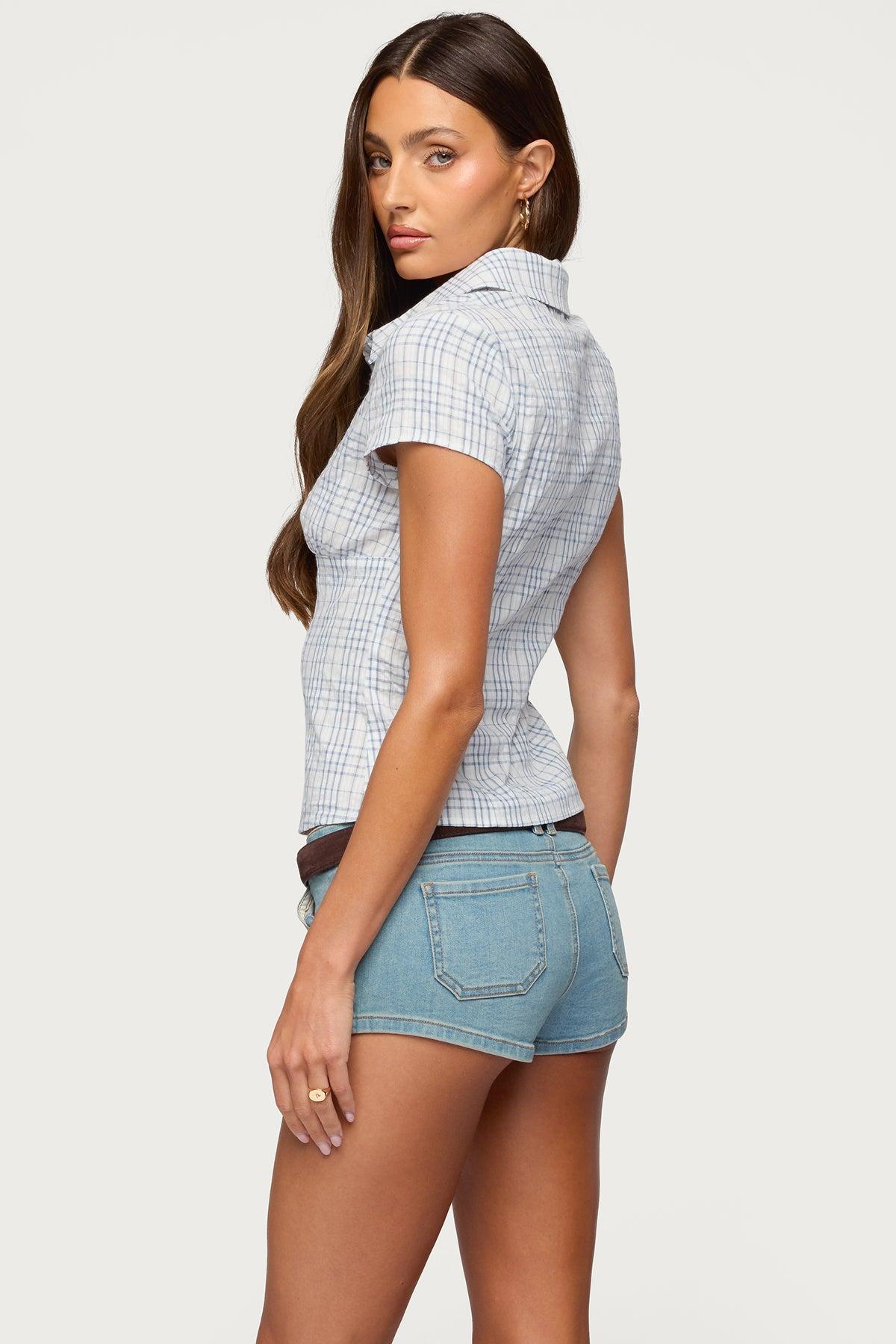 Naiah Plaid Tailored Button Up Shirt Product Image