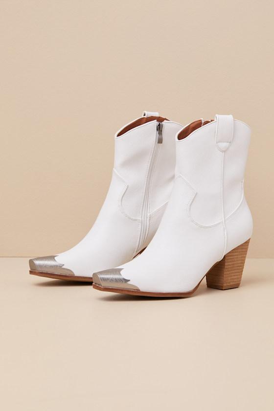 Naiya White Western Ankle Boots Product Image