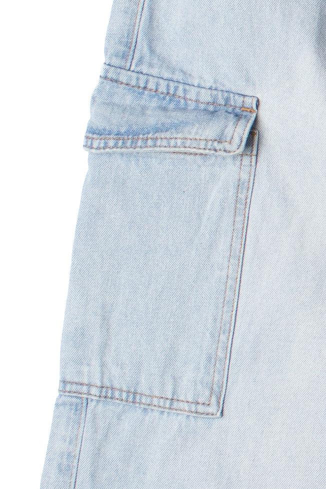 Wide Leg Pull On Cargo Jeans Product Image