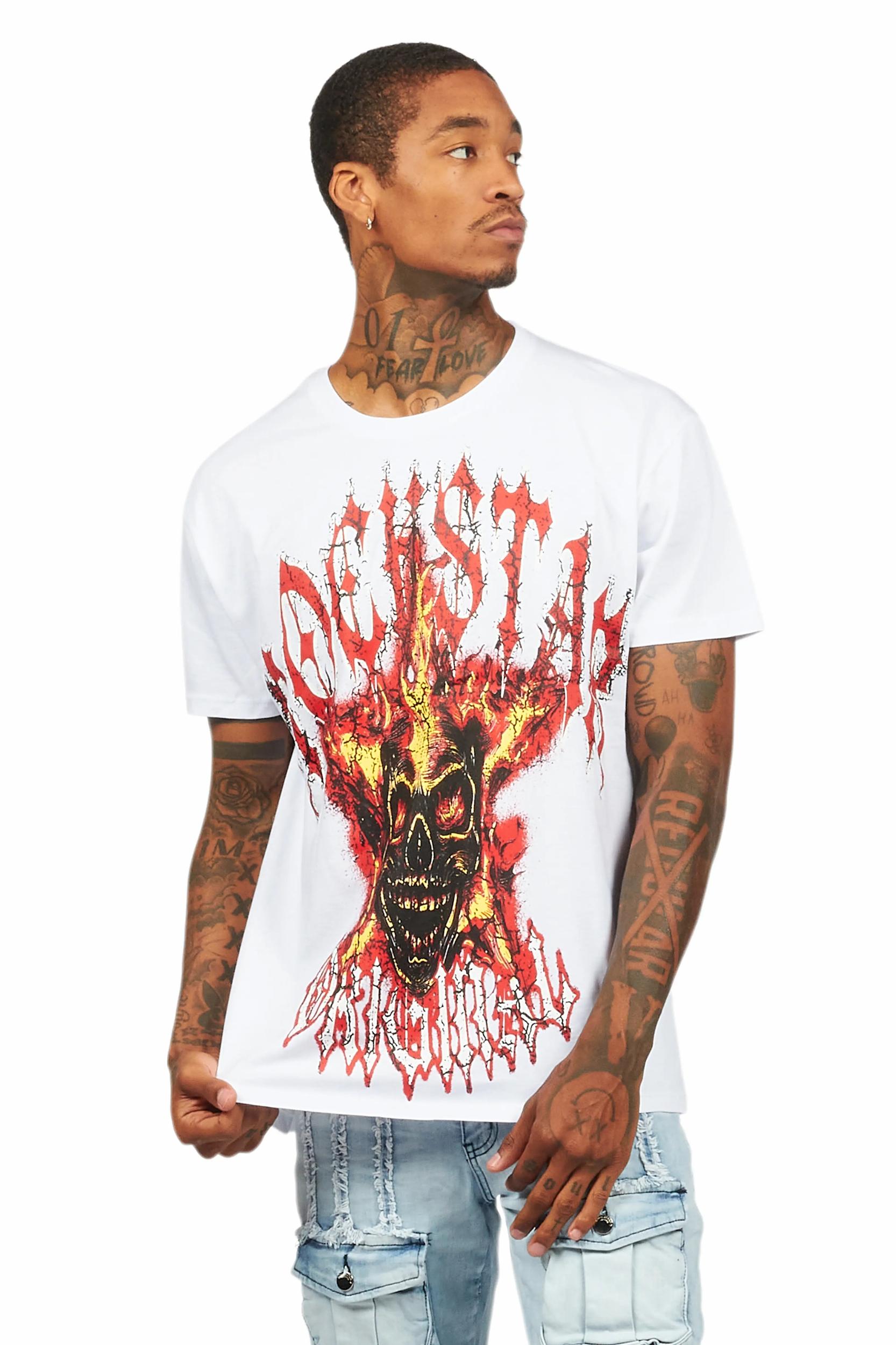 Kalvin White Oversized Graphic T-Shirt Male Product Image