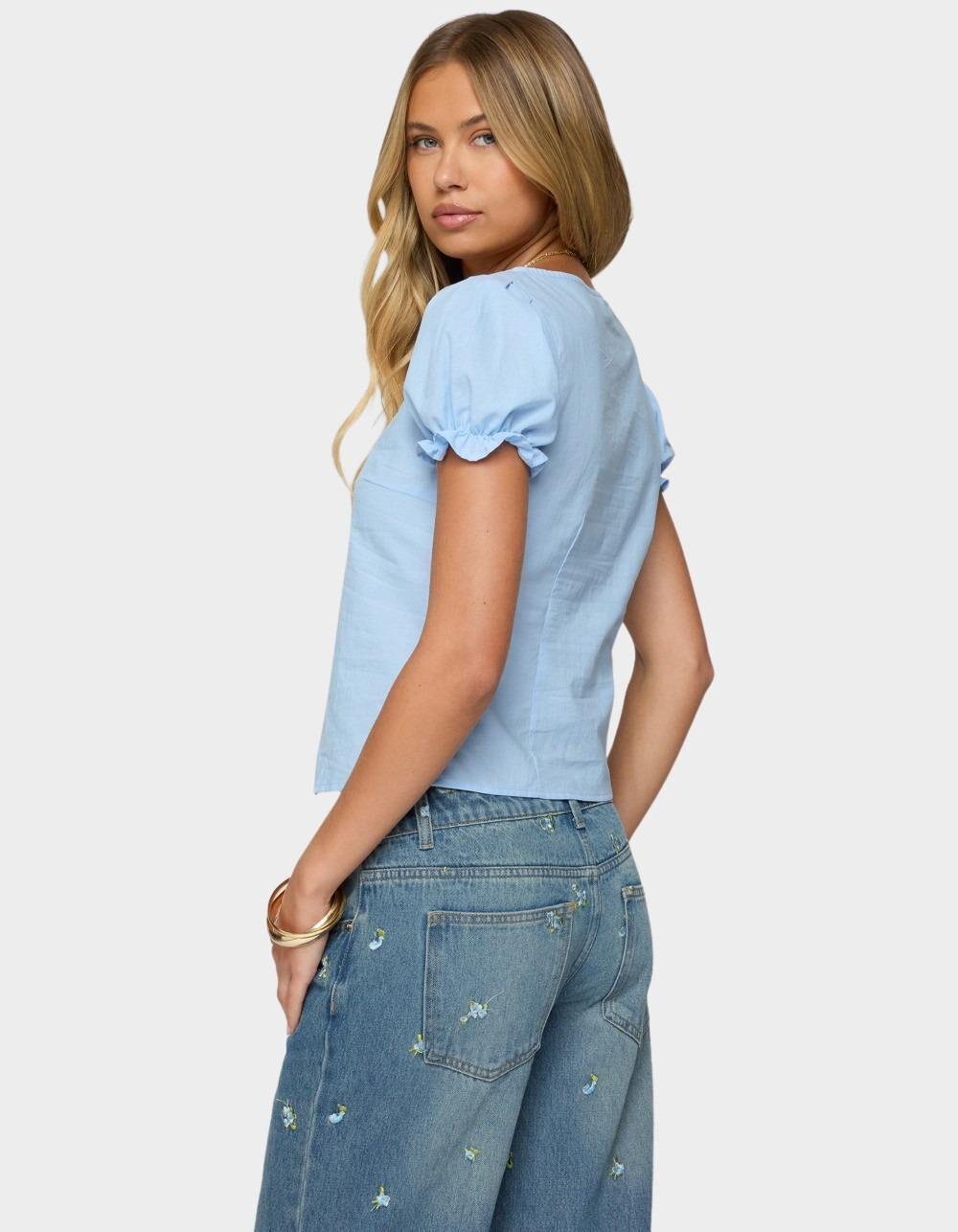 EDIKTED Dorothea Split Front Top - BLUE Product Image