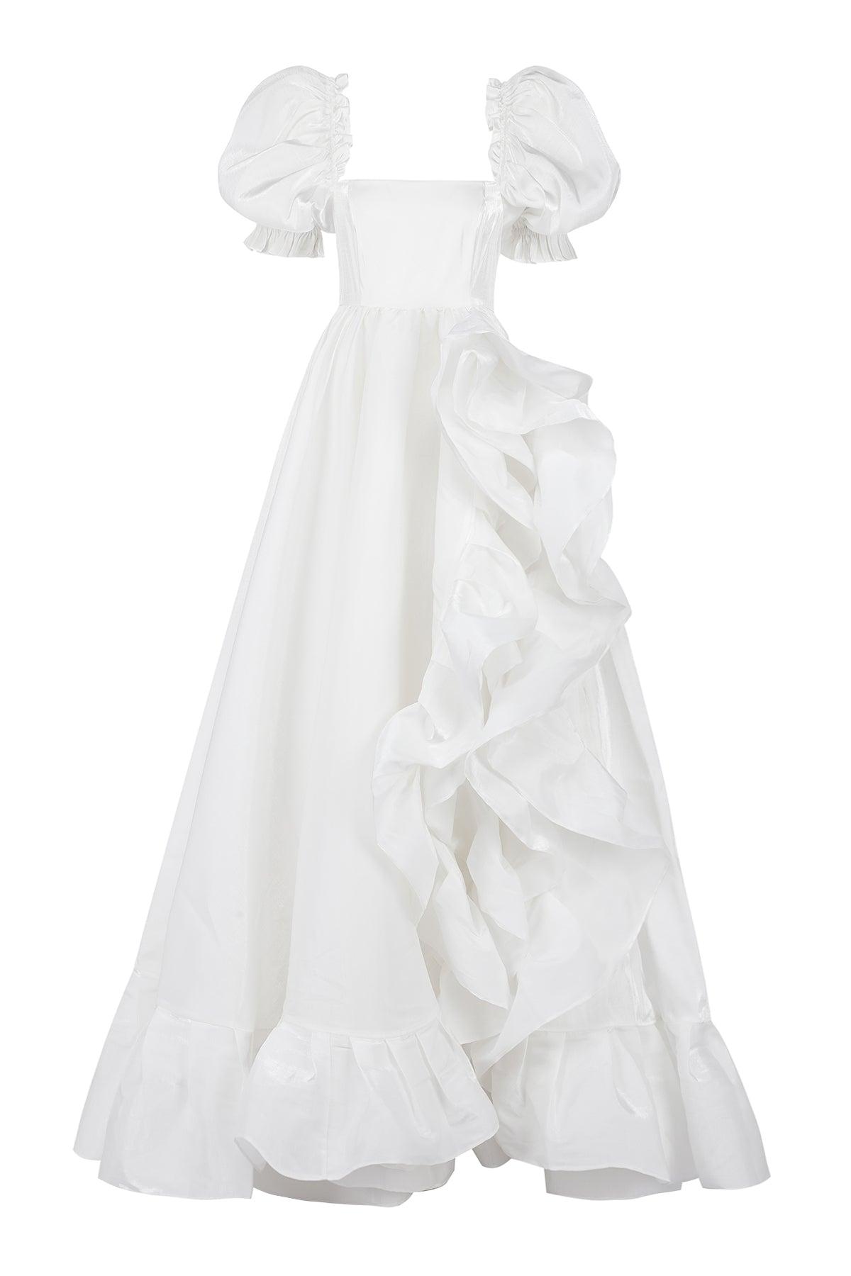 The Ivory Recycled Ruffle Gown Product Image