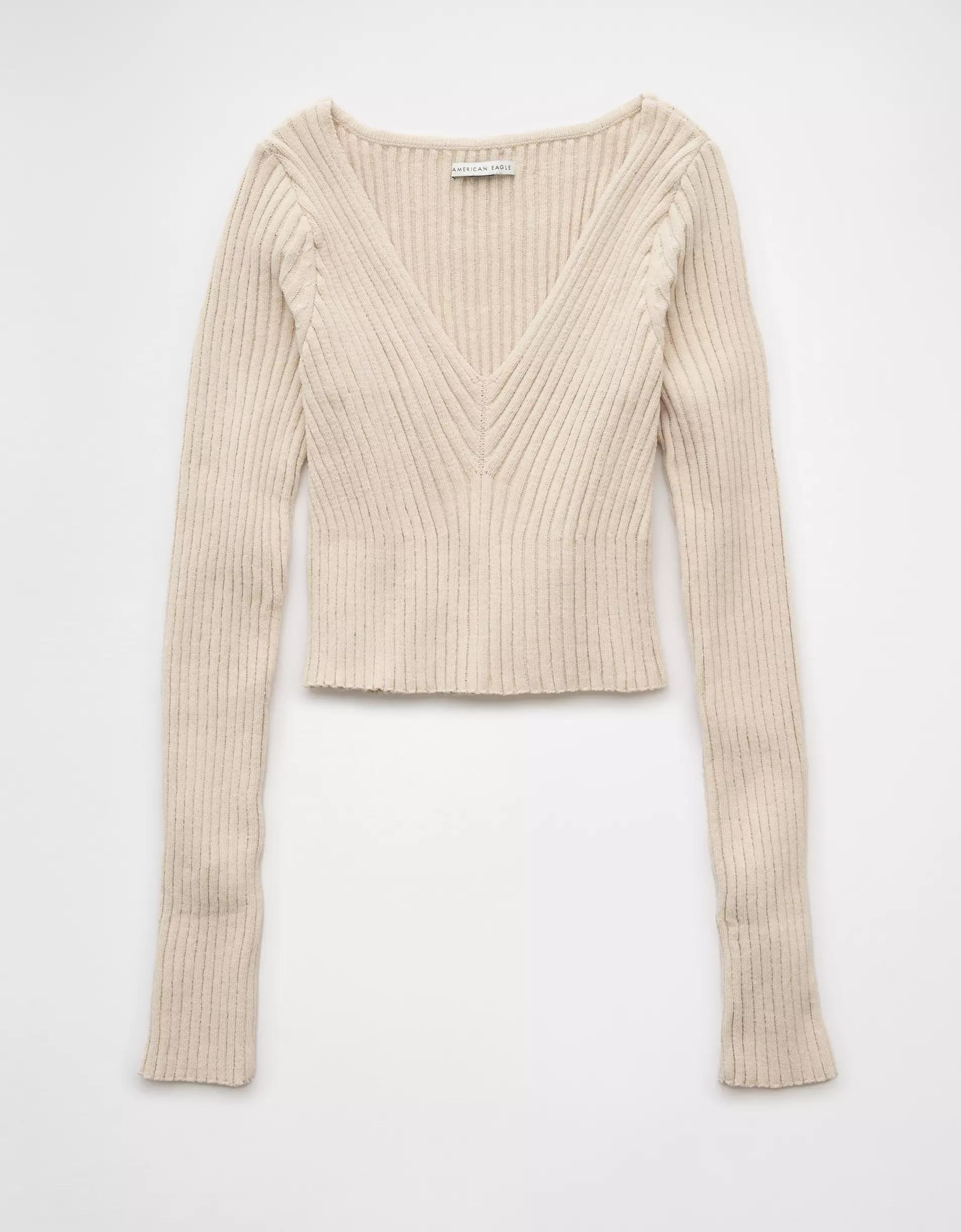 AE V-Neck Chenille Sweater Product Image