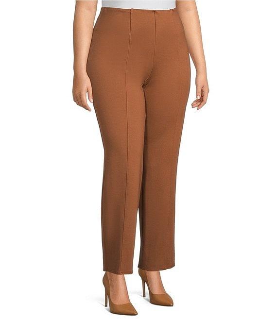 Slim Factor by Investments Plus Size Stretch Ponte Knit No Waist Slim Straight Pants Product Image