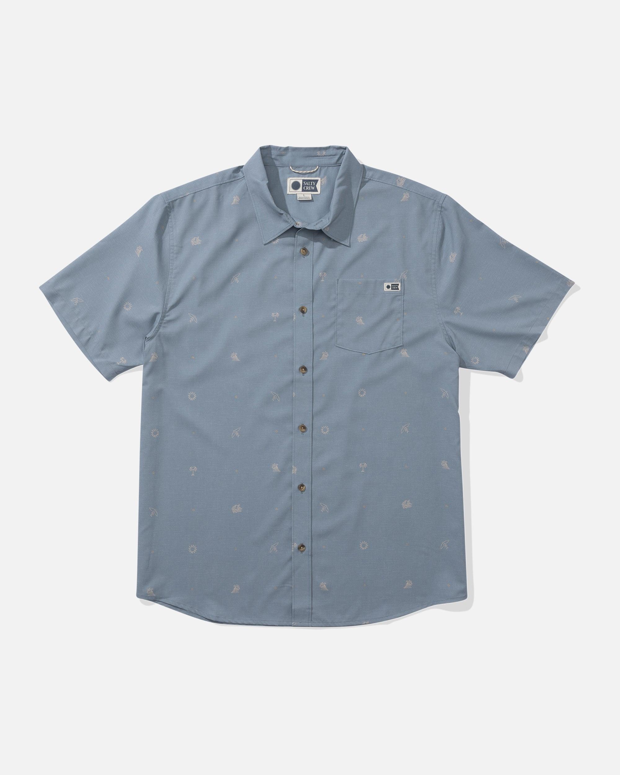 Micro Vibes UV Button Up - Deep Sea Male Product Image