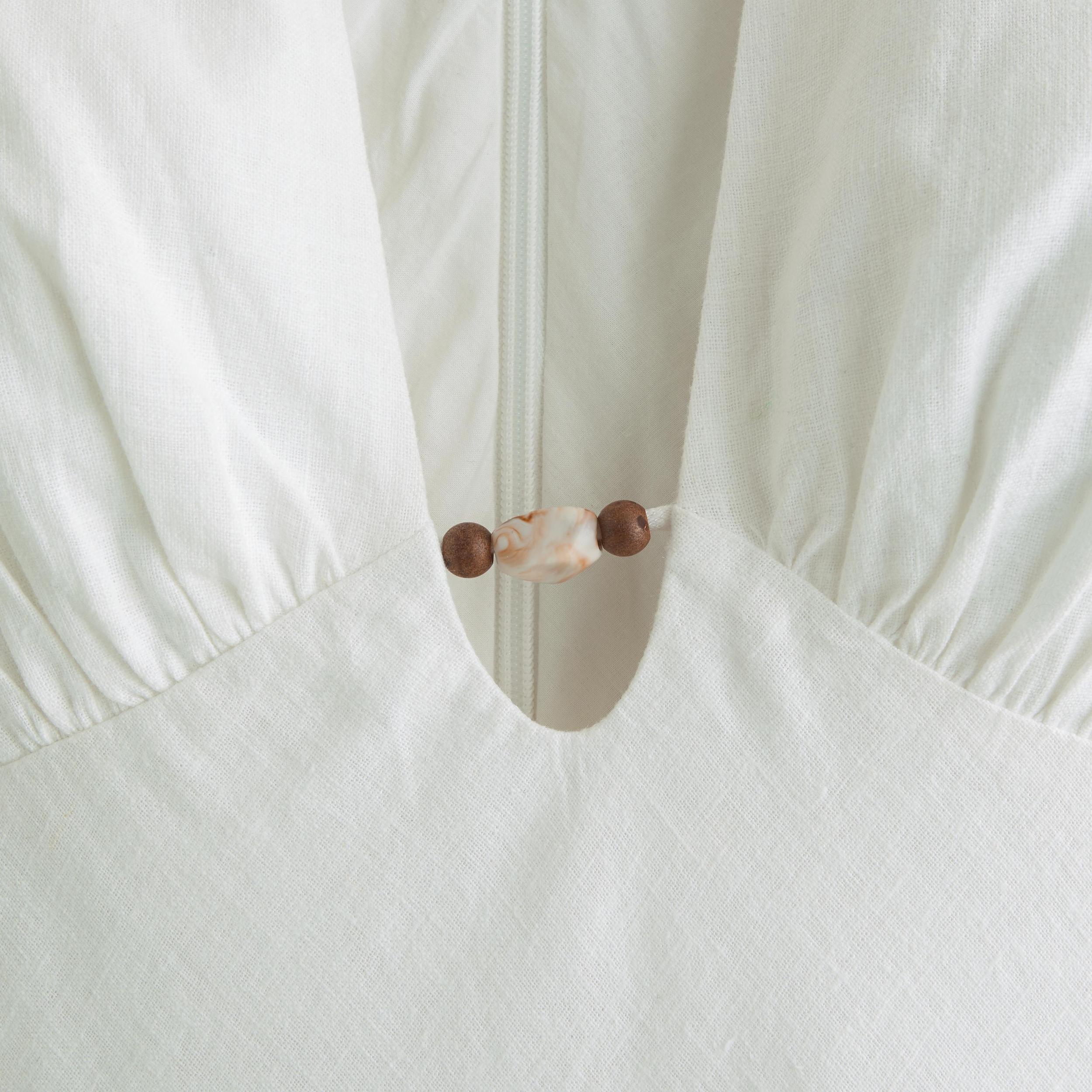 Beaded Plunge Linen-Blend Maxi Dress Product Image