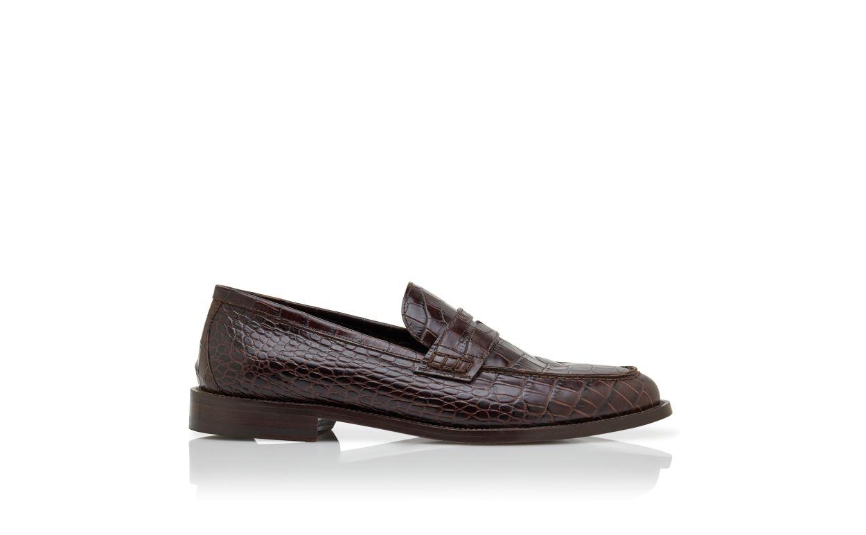 PERRY Dark Brown Calf Leather Penny Loafers  Product Image