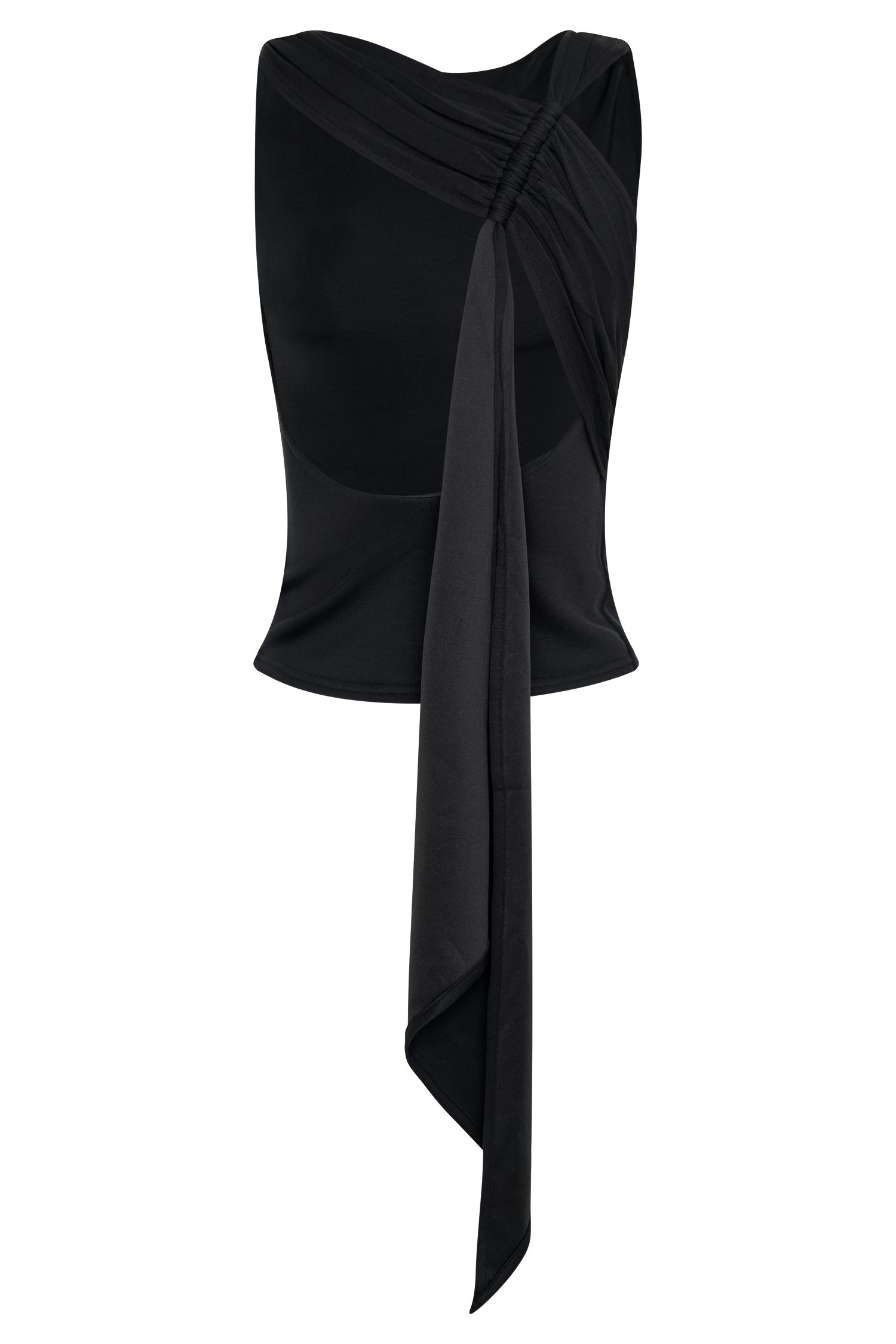 Catelyn Asymmetrical Scuba Jersey Top - Black Product Image