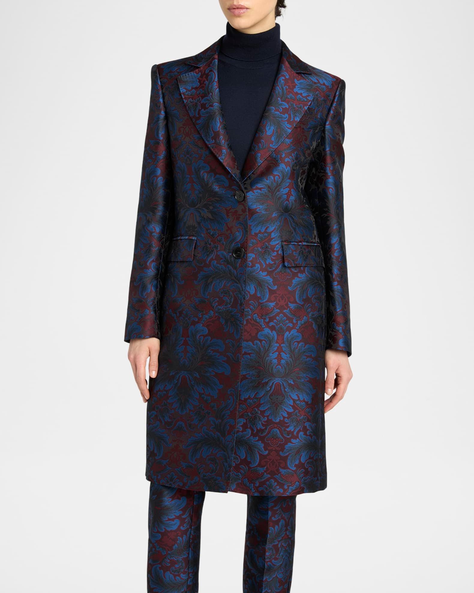 Floral Brocade Single-Breasted Princess Coat Product Image