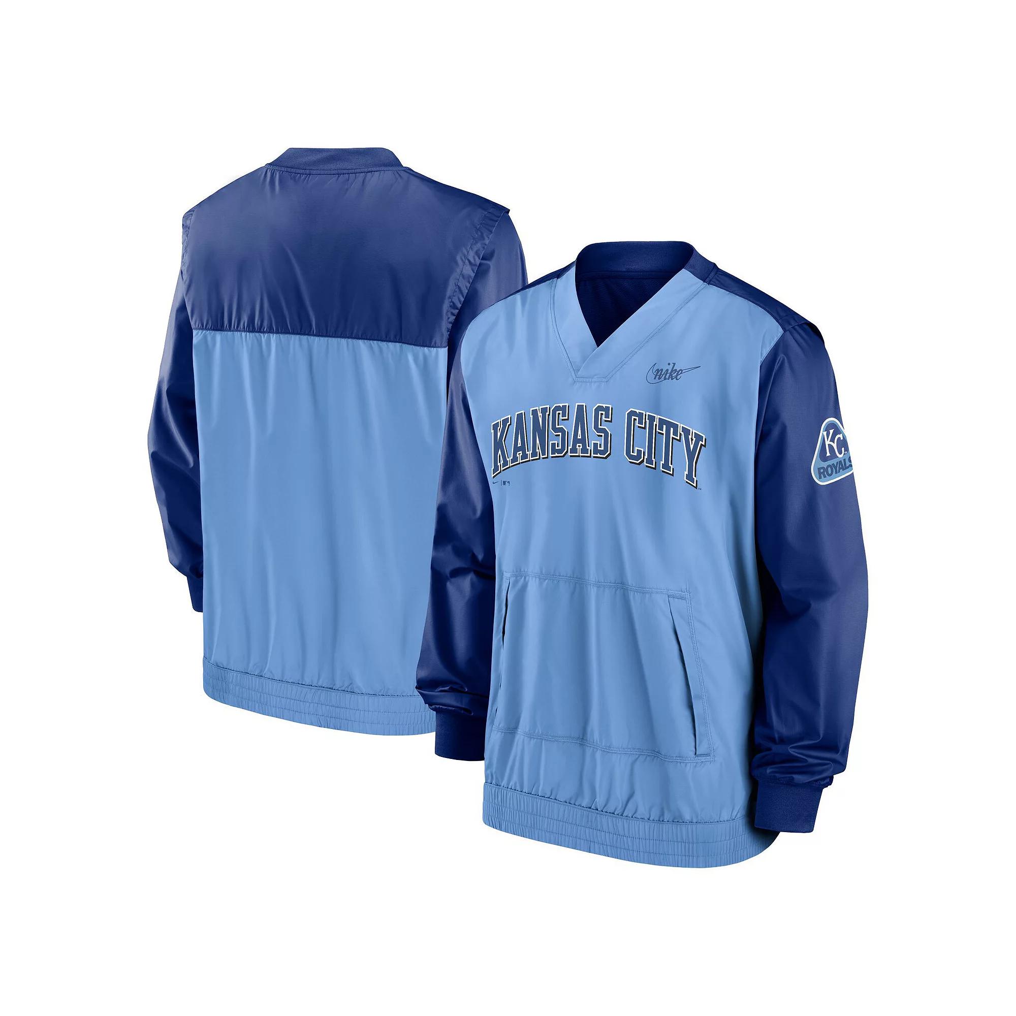 Men's Nike Light Blue/Royal Kansas City Royals Cooperstown Collection V-Neck Pullover, Size: Medium Product Image