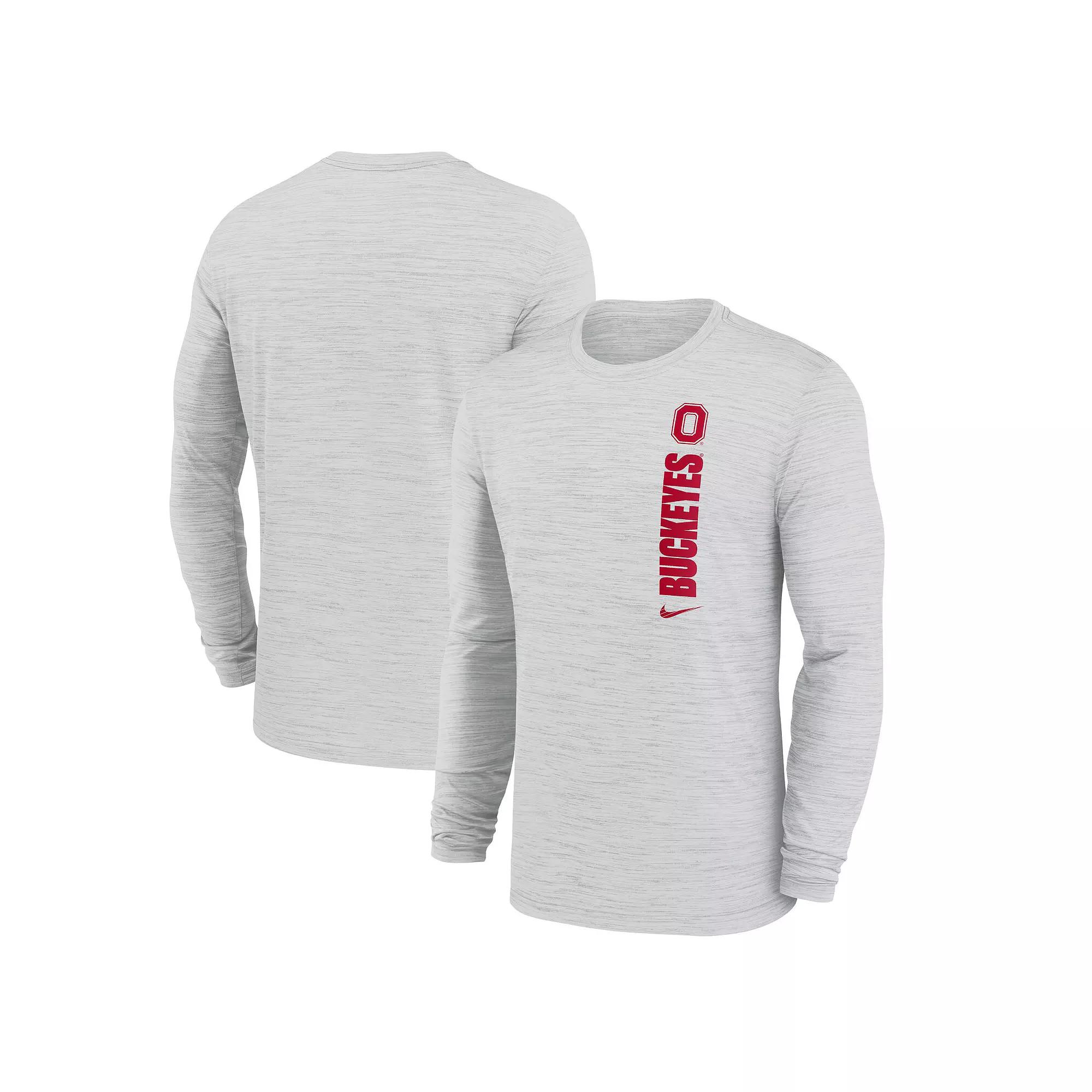 Men's Nike White Ohio State Buckeyes 2024 Sideline Velocity Performance Long Sleeve T-Shirt,  Product Image