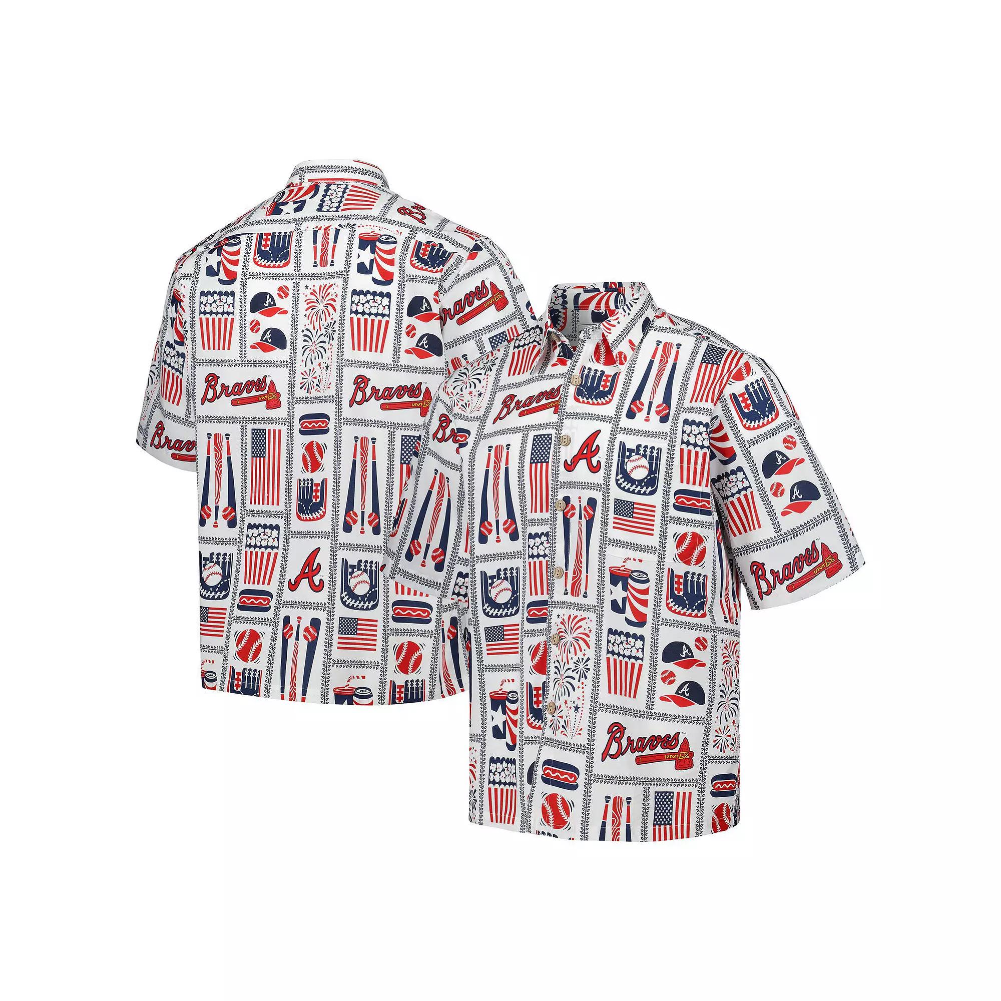 Men's Reyn Spooner White Atlanta Braves Americana Button-Up Shirt,  Product Image