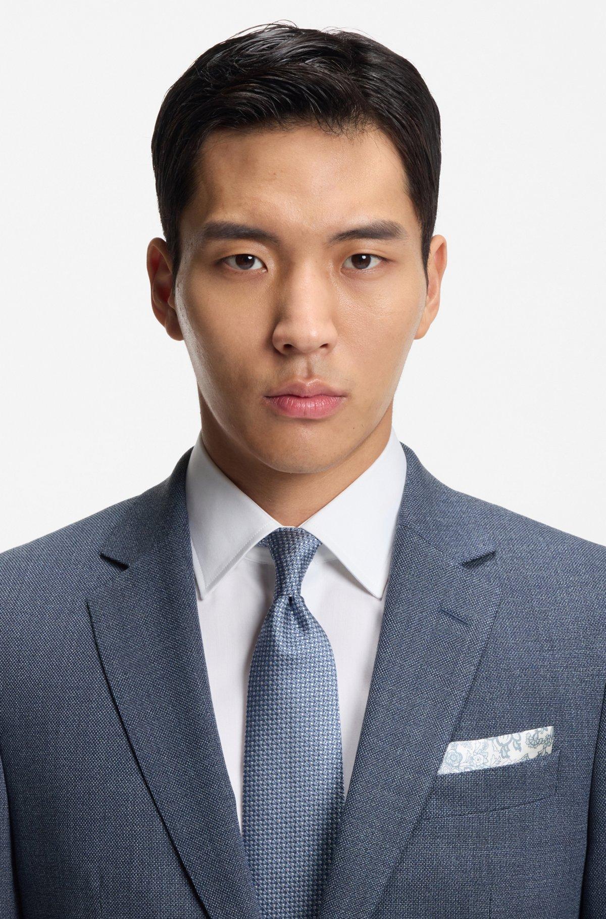 Patterned slim-fit jacket in stretch wool Product Image