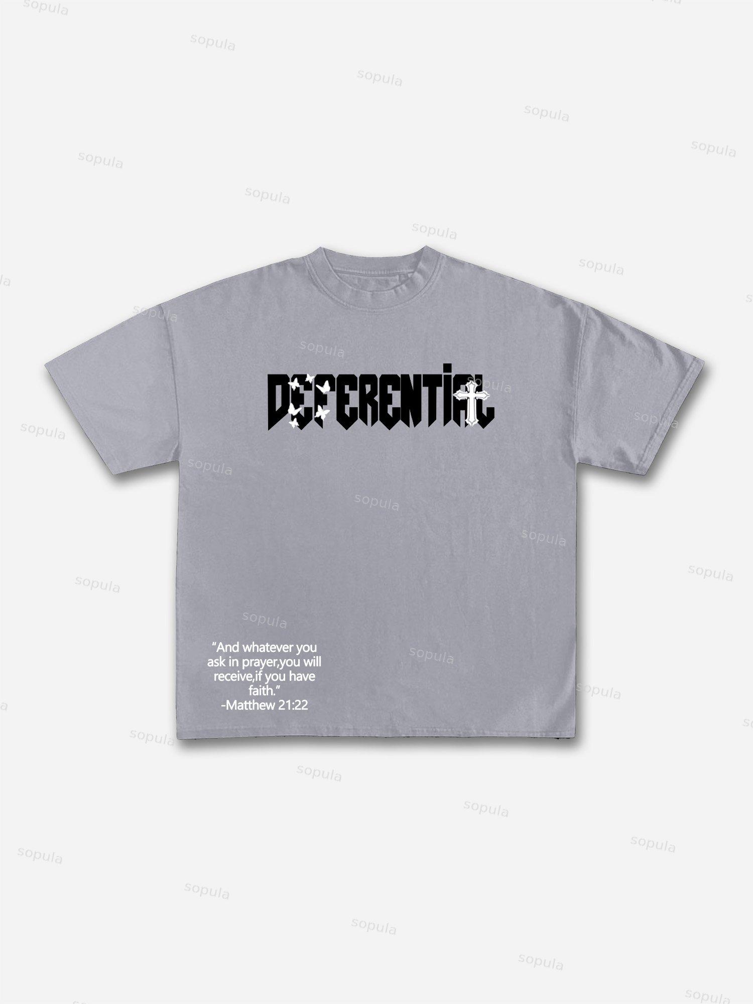 Men's Butterfly Faith Cross Vintage Graphic Cotton T-Shirt Product Image