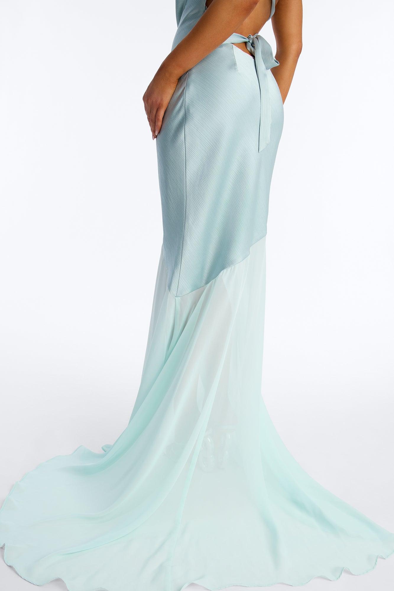 Chasey Backless Satin Gown - Mint Female Product Image